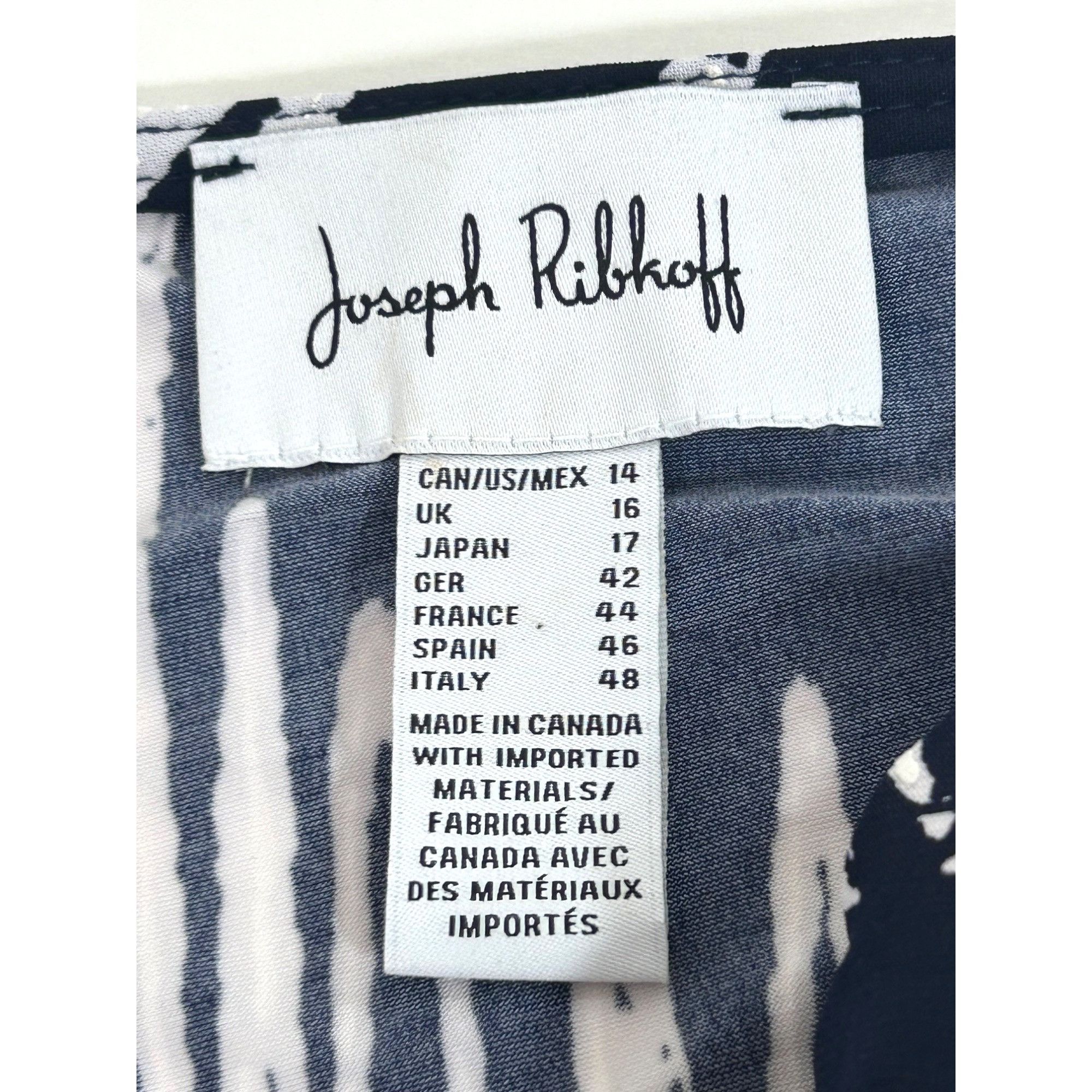 Joseph Ribkoff Joseph Ribkoff Navy White Abstract Print Blouse Zip Bell Sle Size XL / US 12-14 / IT 48-50 - 5 Thumbnail