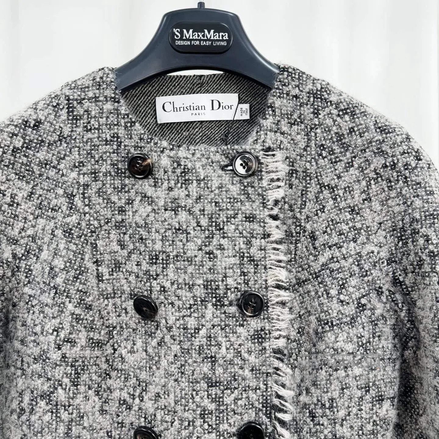 Dior gray double-breasted tweed knit jacket. Size US S / EU 44-46 / 1 - 3 Thumbnail