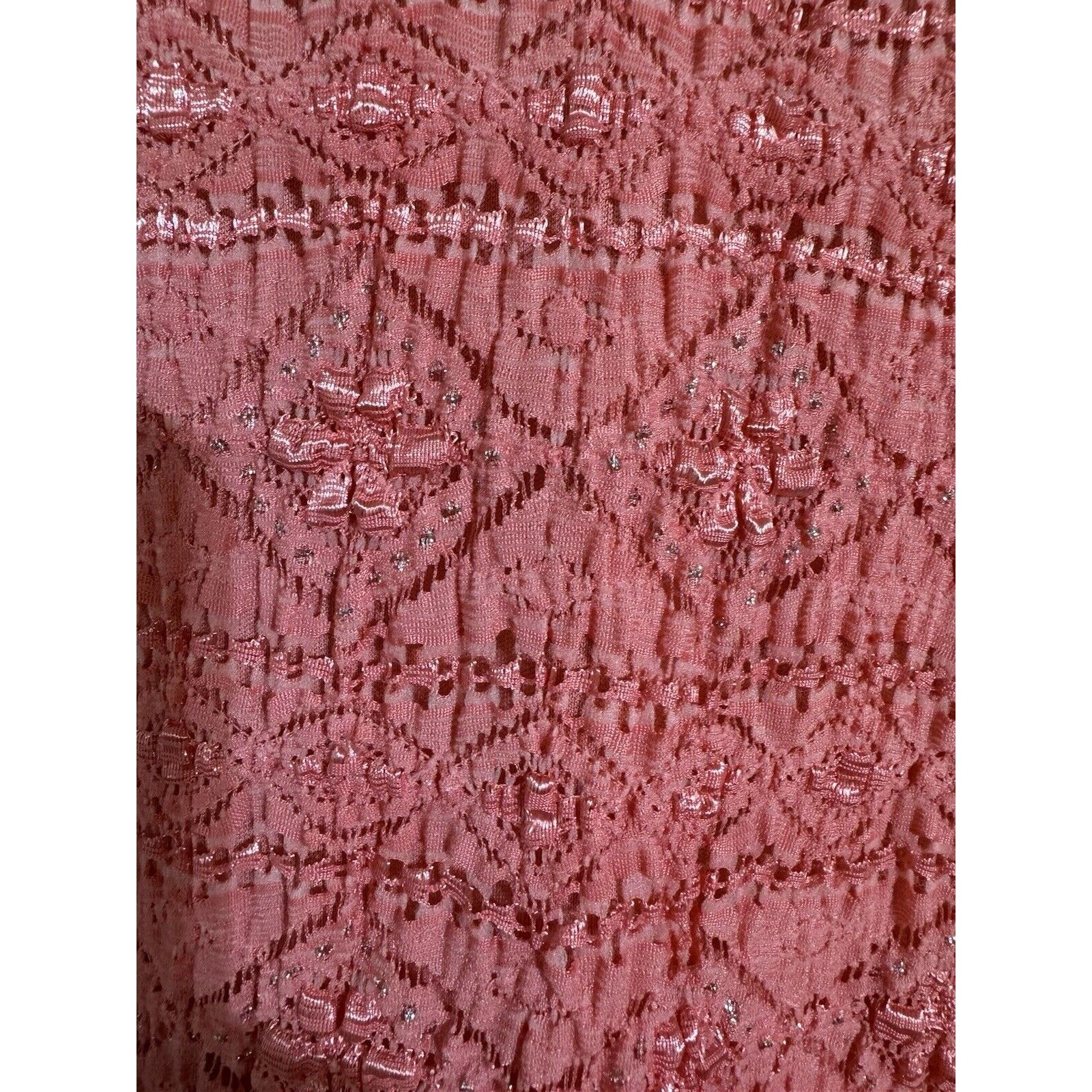 Other Vintage Top Womens Plus 4X Coral Lined Metallic Threads Size 4XL / US 24-26 - 5 Thumbnail