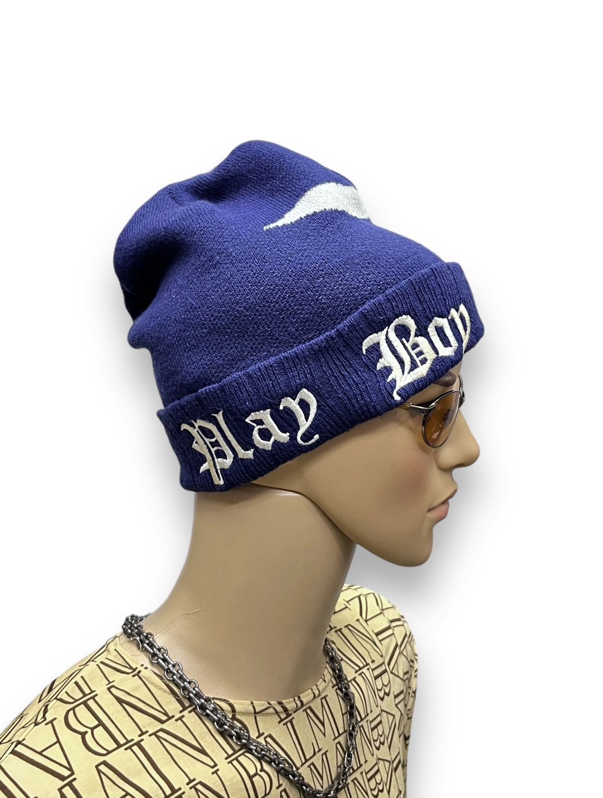 Playboy FYE 90’s PLAYBOY Classis Script Spell-Out Big Bunny Beanie💥 Size ONE SIZE - 7 Thumbnail