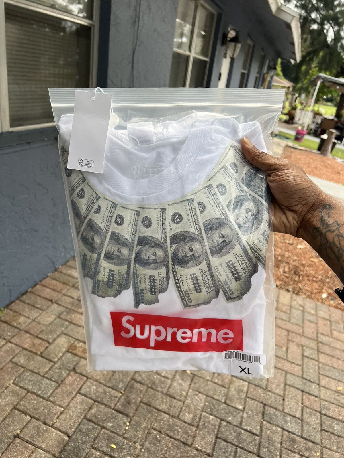 Maison Margiela × Supreme Supreme MM6 white money tee | Grailed