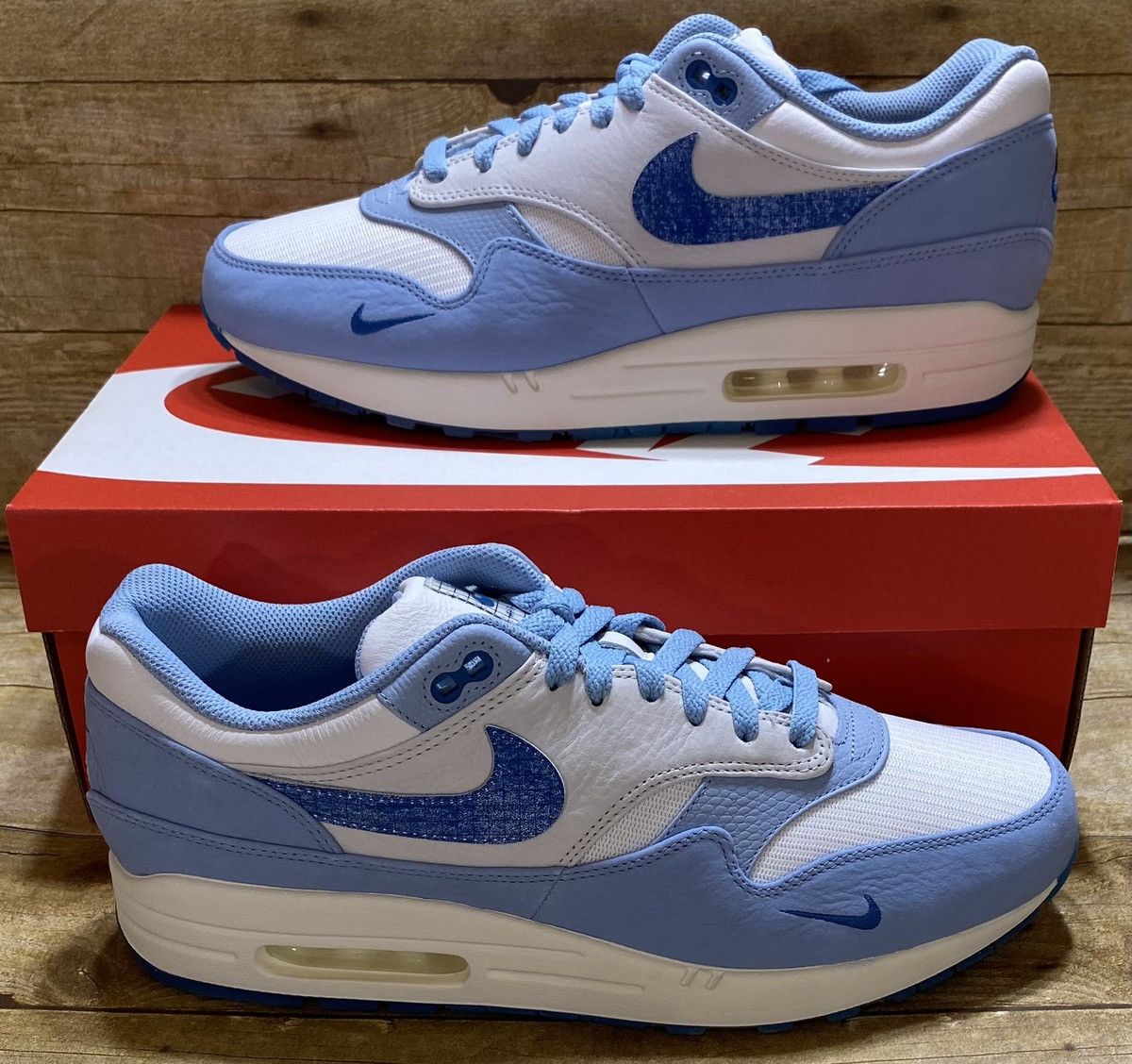 image of Nike Air Max 1 Premium Blueprint Shoes in Light Blue, Men's (Size 12)