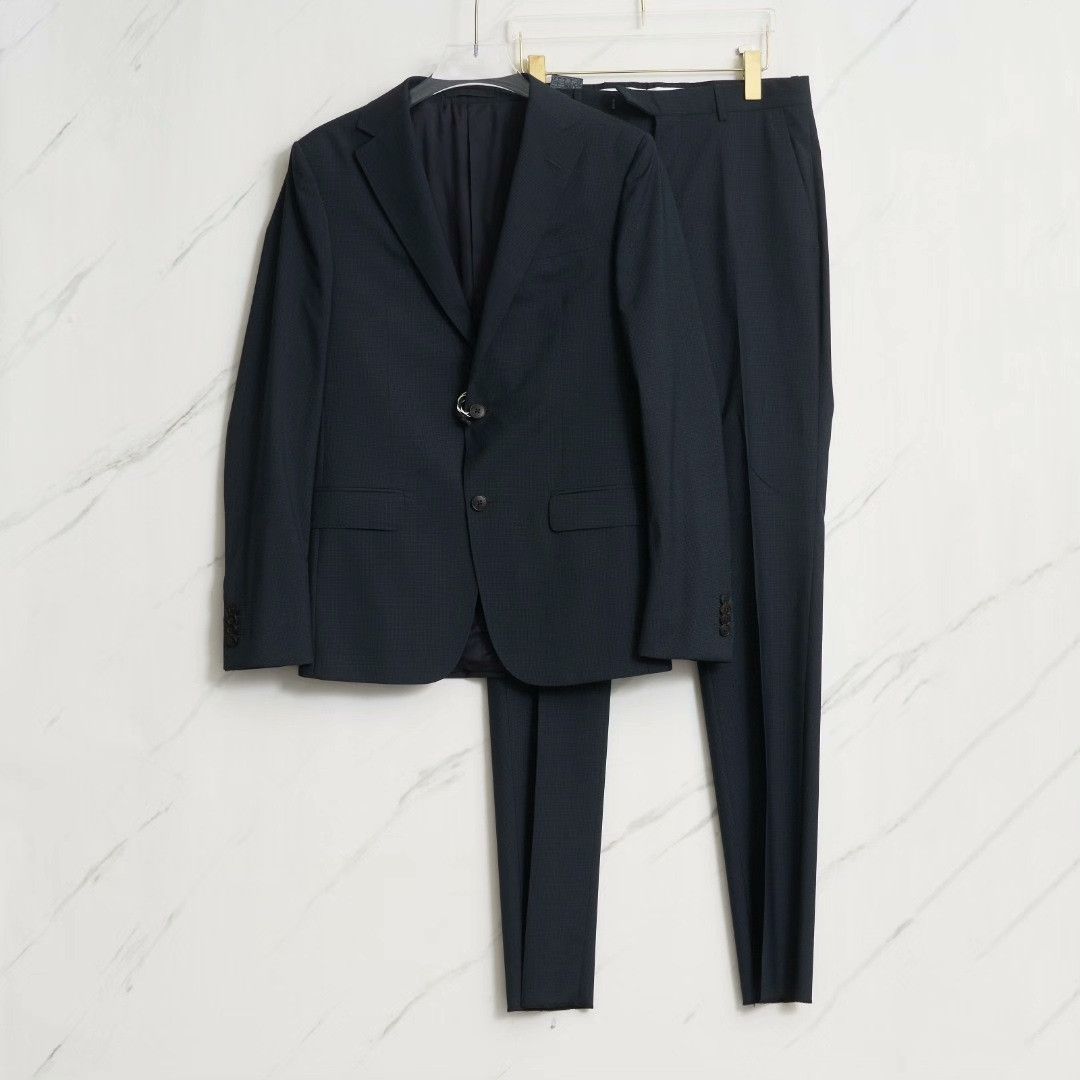 Ermenegildo Zegna ZEGNA Men's Navy Houndstooth Suit Size US S / EU 44-46 / 1 - 1 Thumbnail