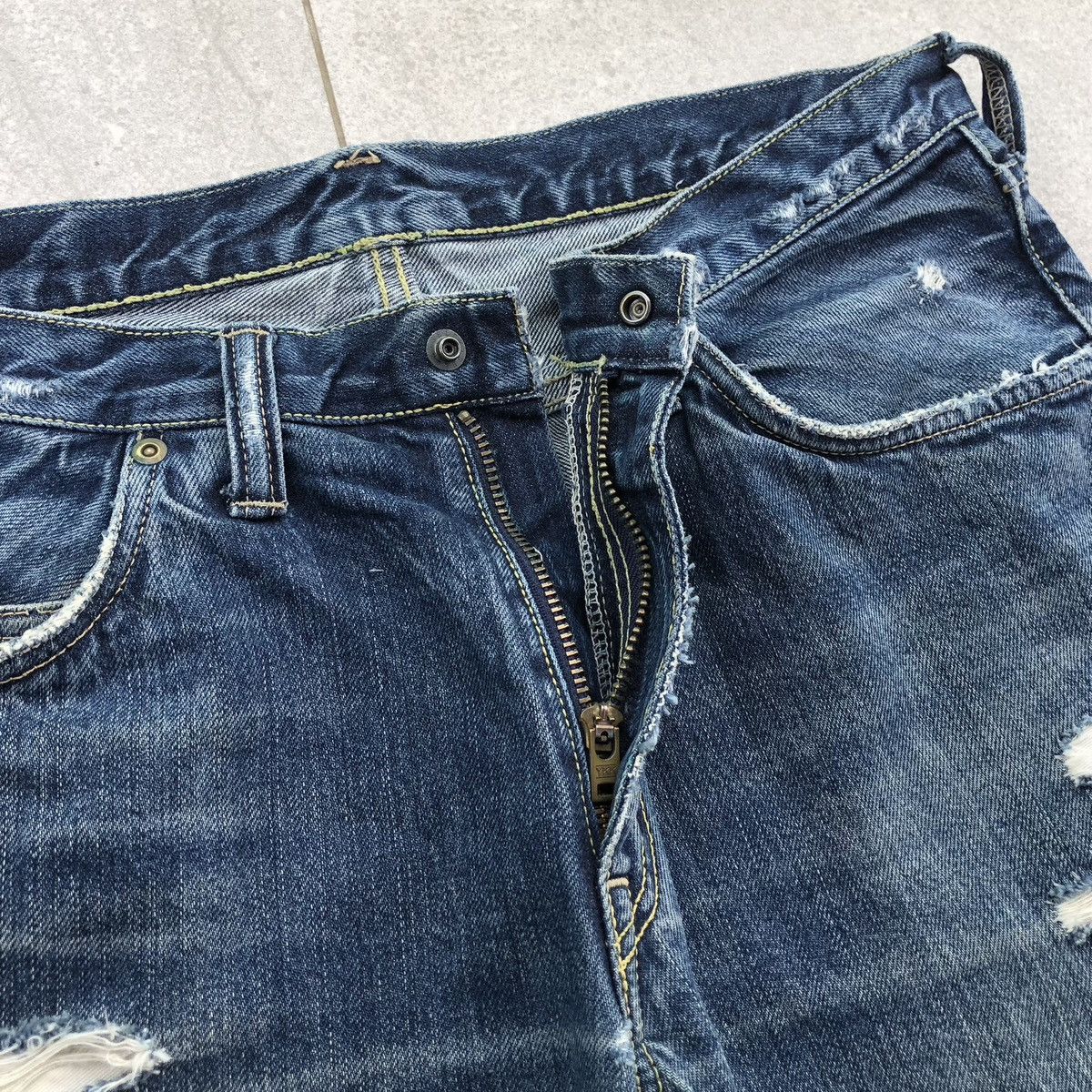 Blue Blue Japan Vintage blue blue japan denim Distressed Jeans Size US 33 - 9 Thumbnail