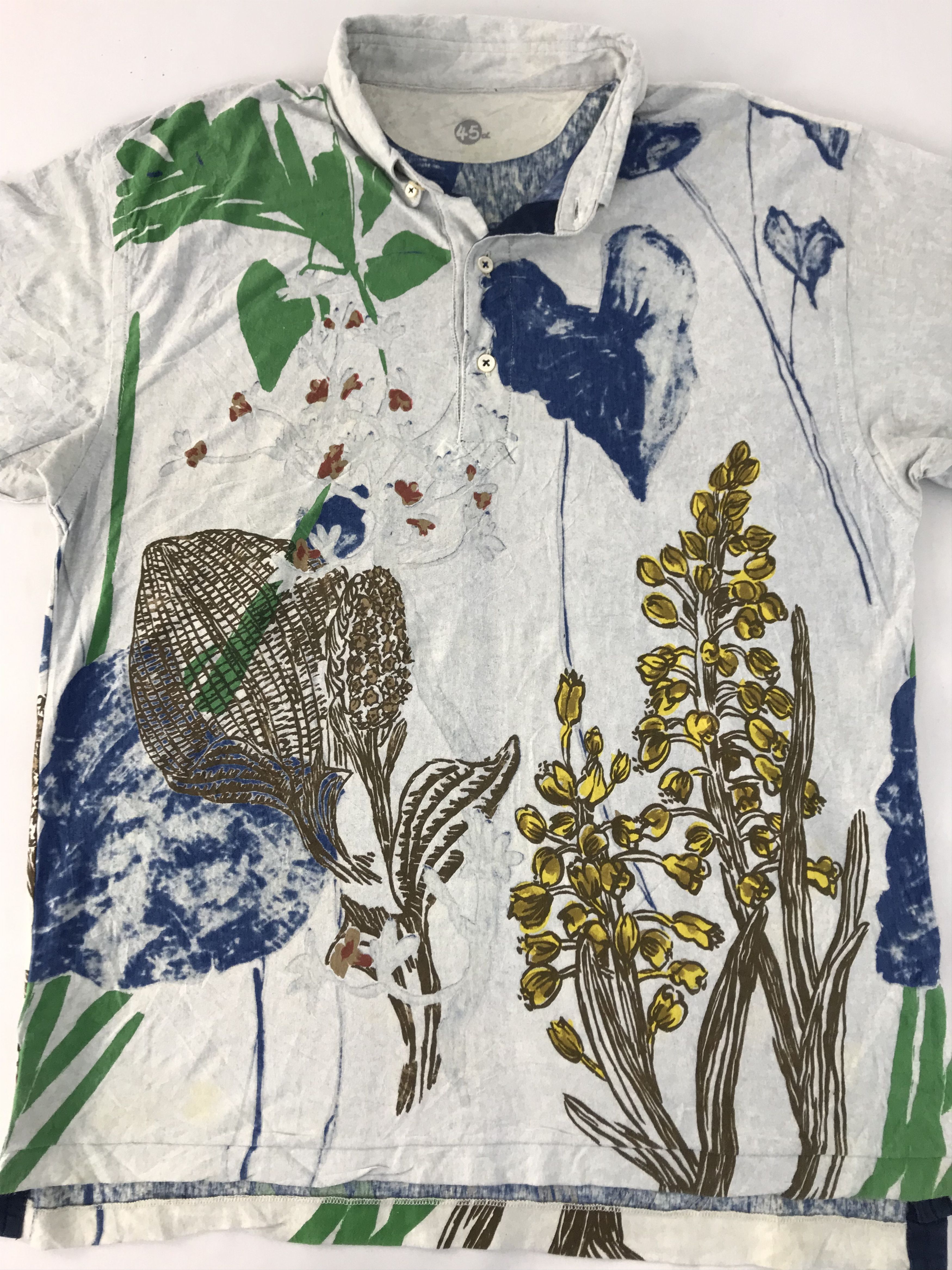 45rpm 90s 45 Rpm Polo Tee T-Shirt Floral Style Design Size US L / EU 52-54 / 3 - 3 Thumbnail