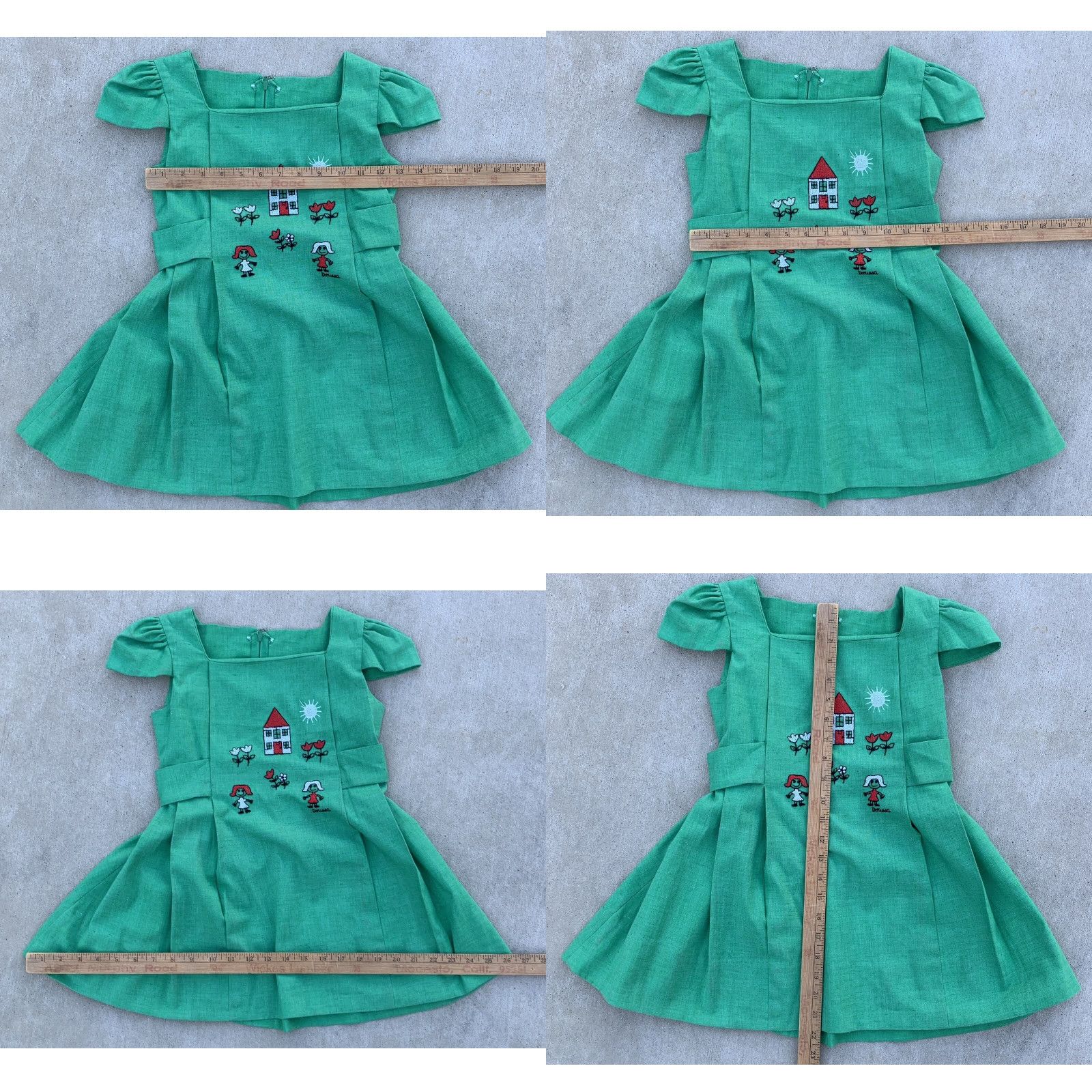Vintage VINTAGE Dorissa Embroidered Green Dress Short Sleeve Girls 1970s See Pics Measurements Size ONE SIZE - 10 Thumbnail
