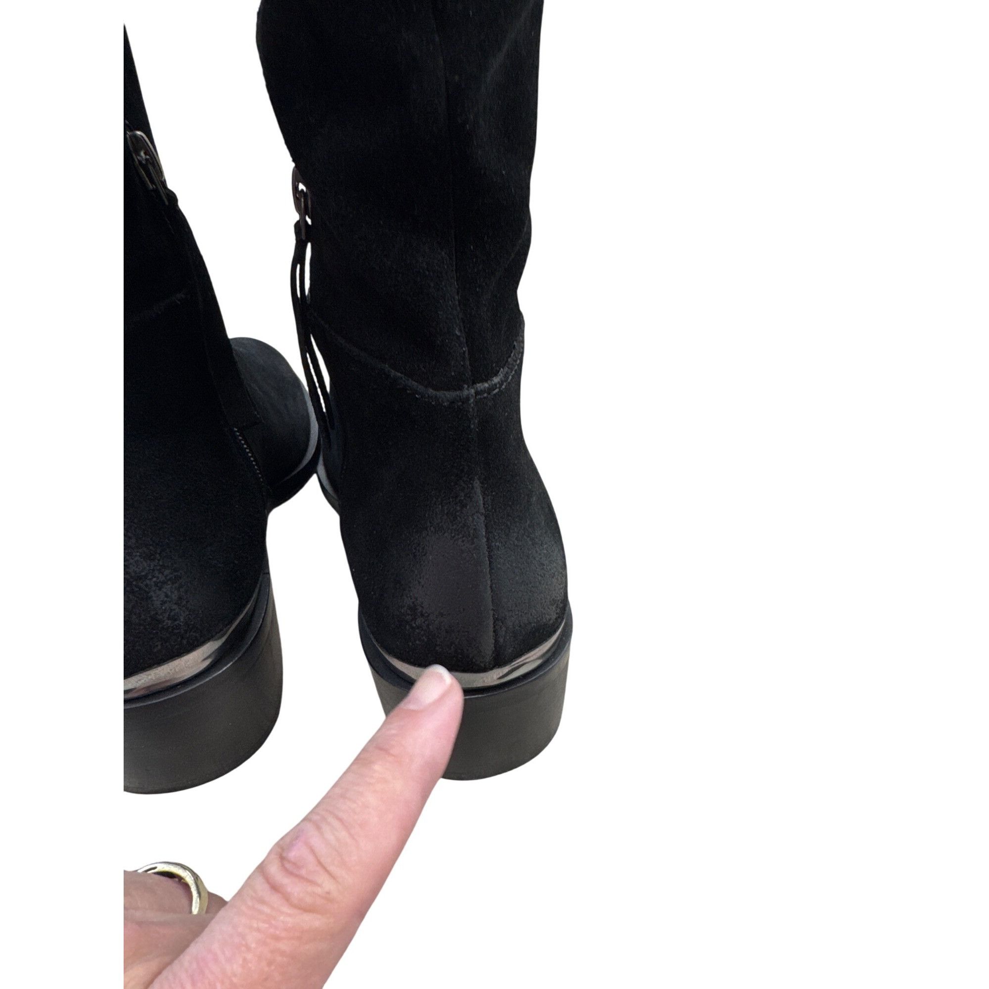 Designer Naughty Monkey Womens Black Suede Leather Riding Boots Size Size US 8.5 / IT 38.5 - 9 Thumbnail