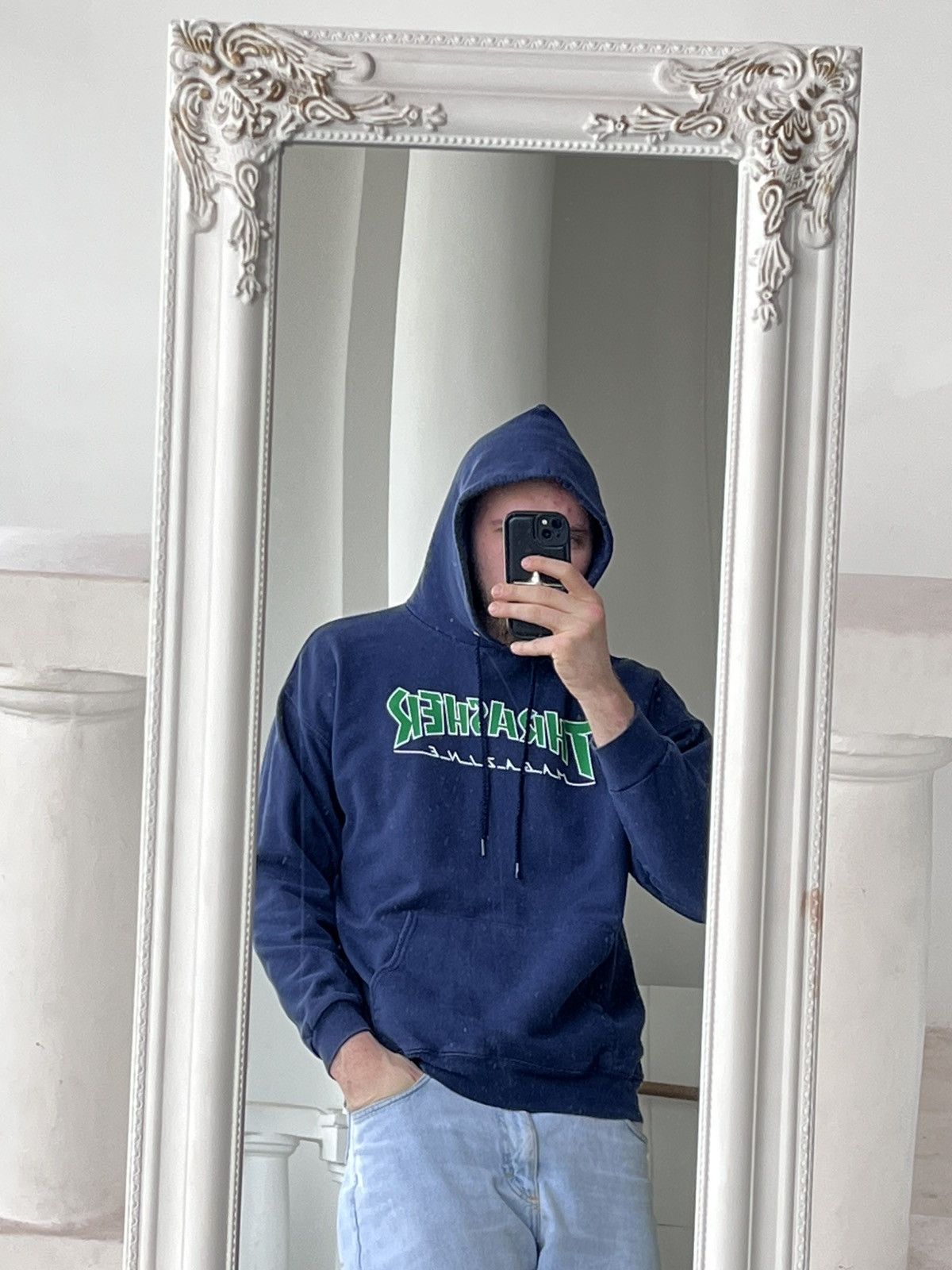 Thrasher Vintage 00s Thrasher Faded Blue minimalistic sk8 y2k Hoodie Size US L / EU 52-54 / 3 - 2 Thumbnail