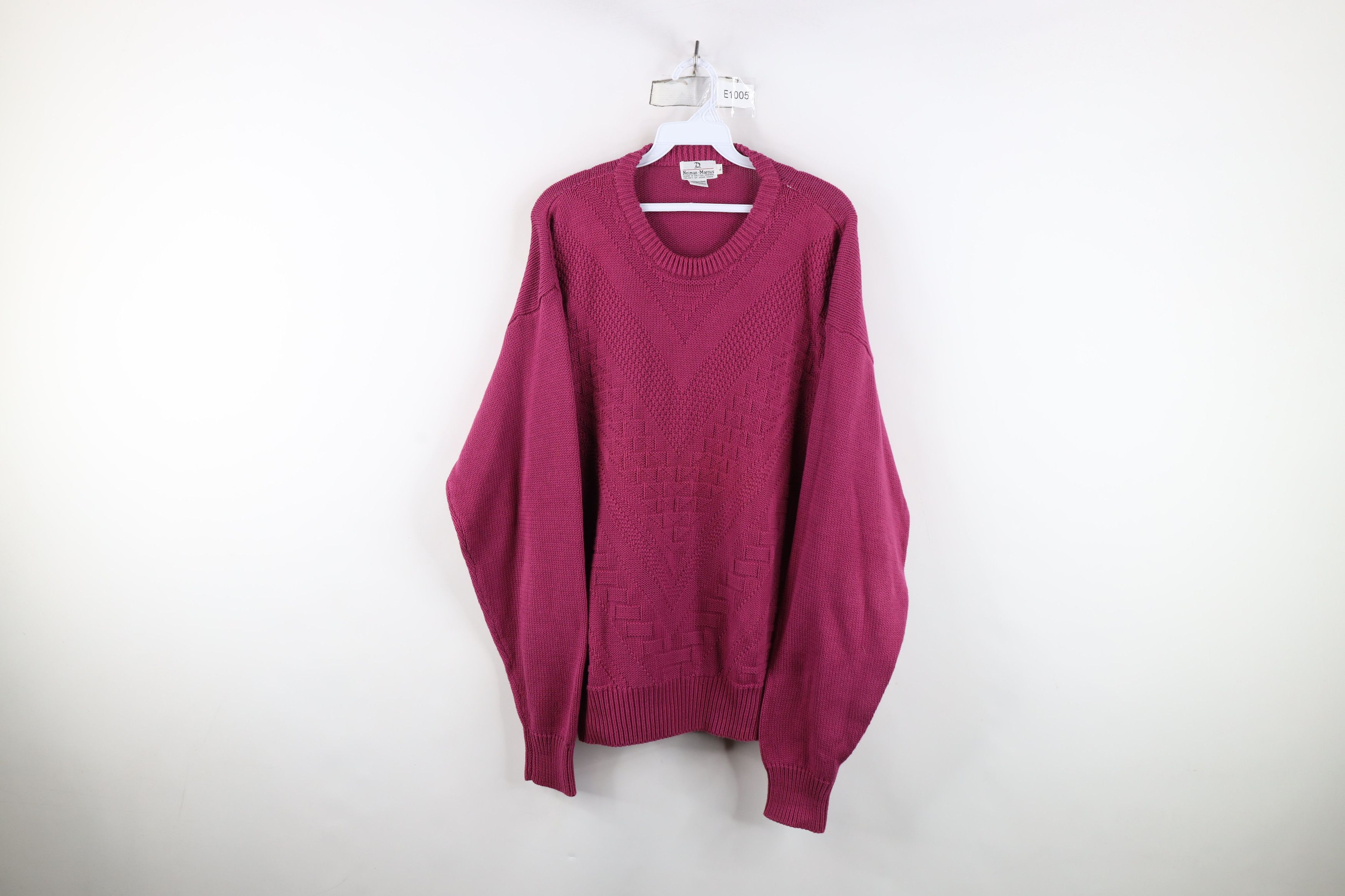 Vintage Vintage 70s 80s Streetwear Geometric Cotton Knit Sweater Size US L / EU 52-54 / 3 - 1 Thumbnail