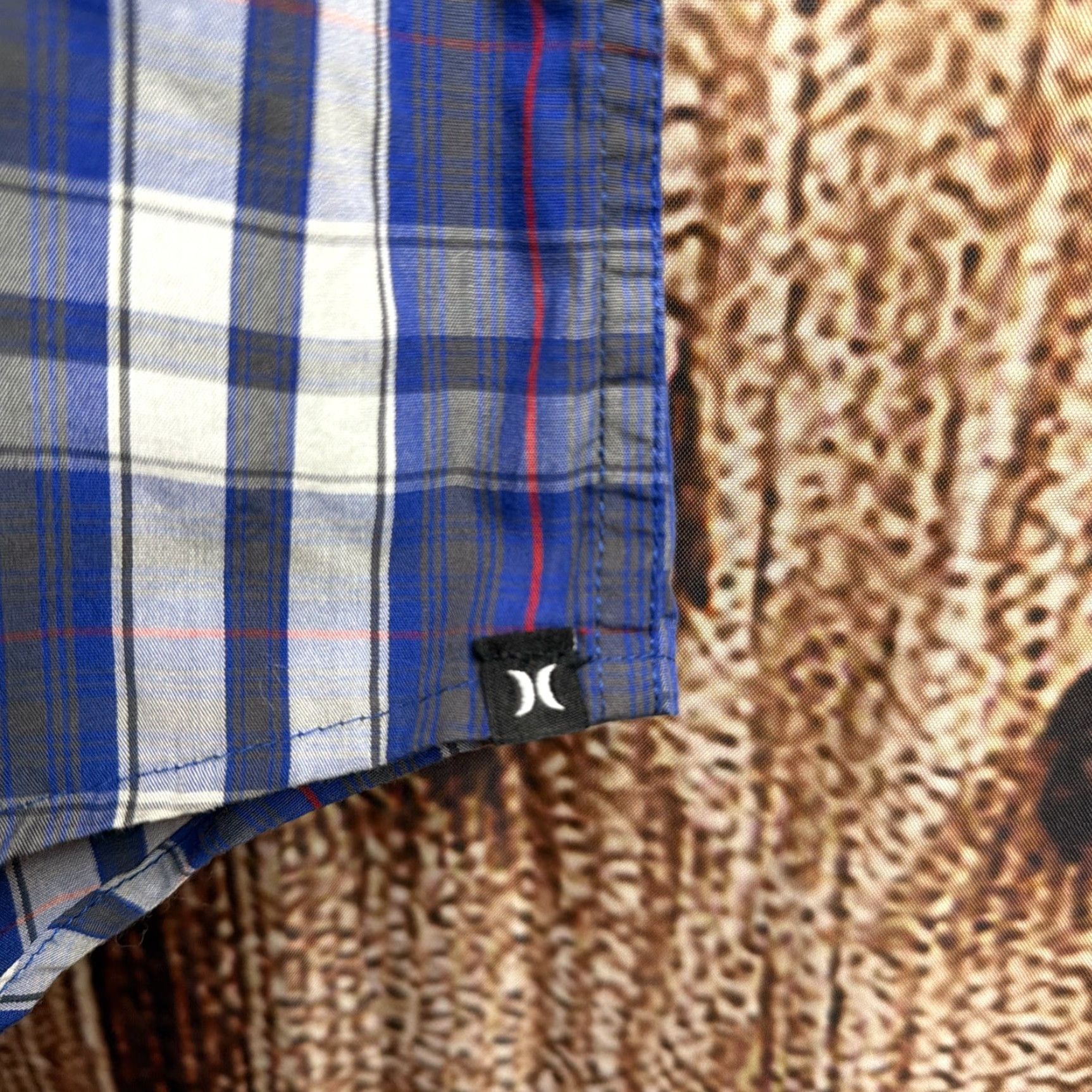 Hurley Hurley Shirt Button-Up Short Sleeve Plaid Multicolor Red White Blue Mens L Size US L / EU 52-54 / 3 - 3 Thumbnail
