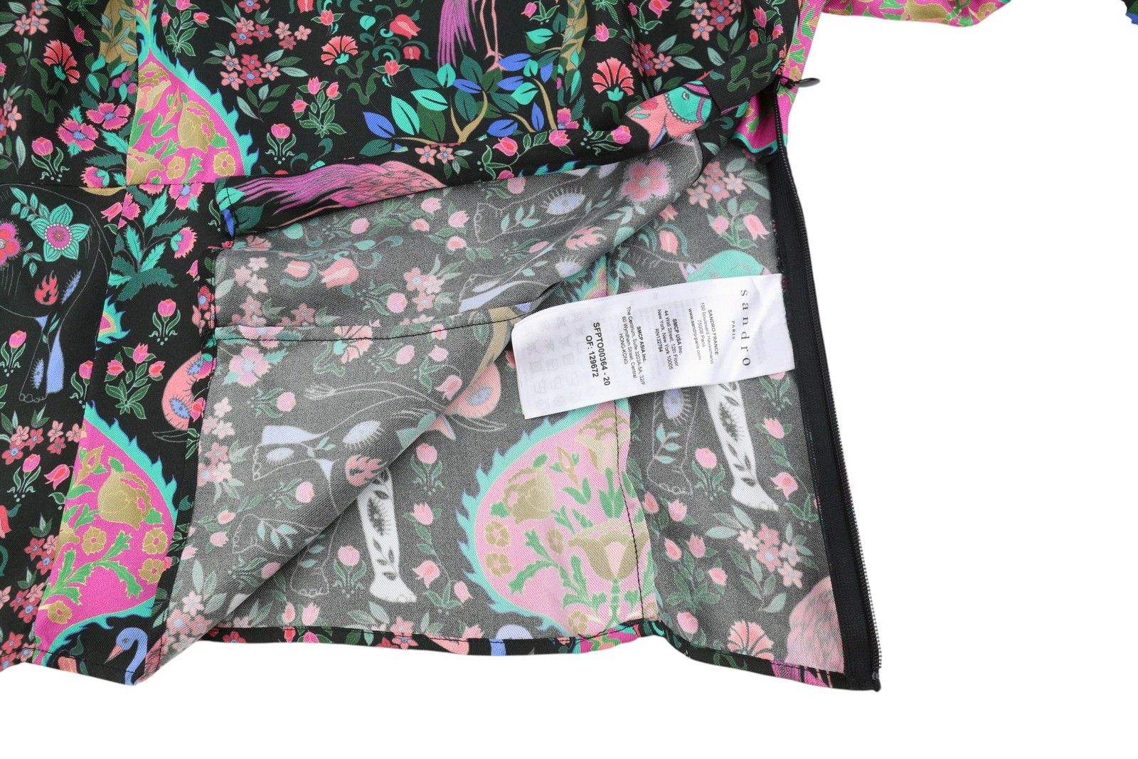 Sandro 0 XS Colourful Silk Square Neckline Cropped Balloon 88509 Size XS / US 0-2 / IT 36-38 - 8 Thumbnail