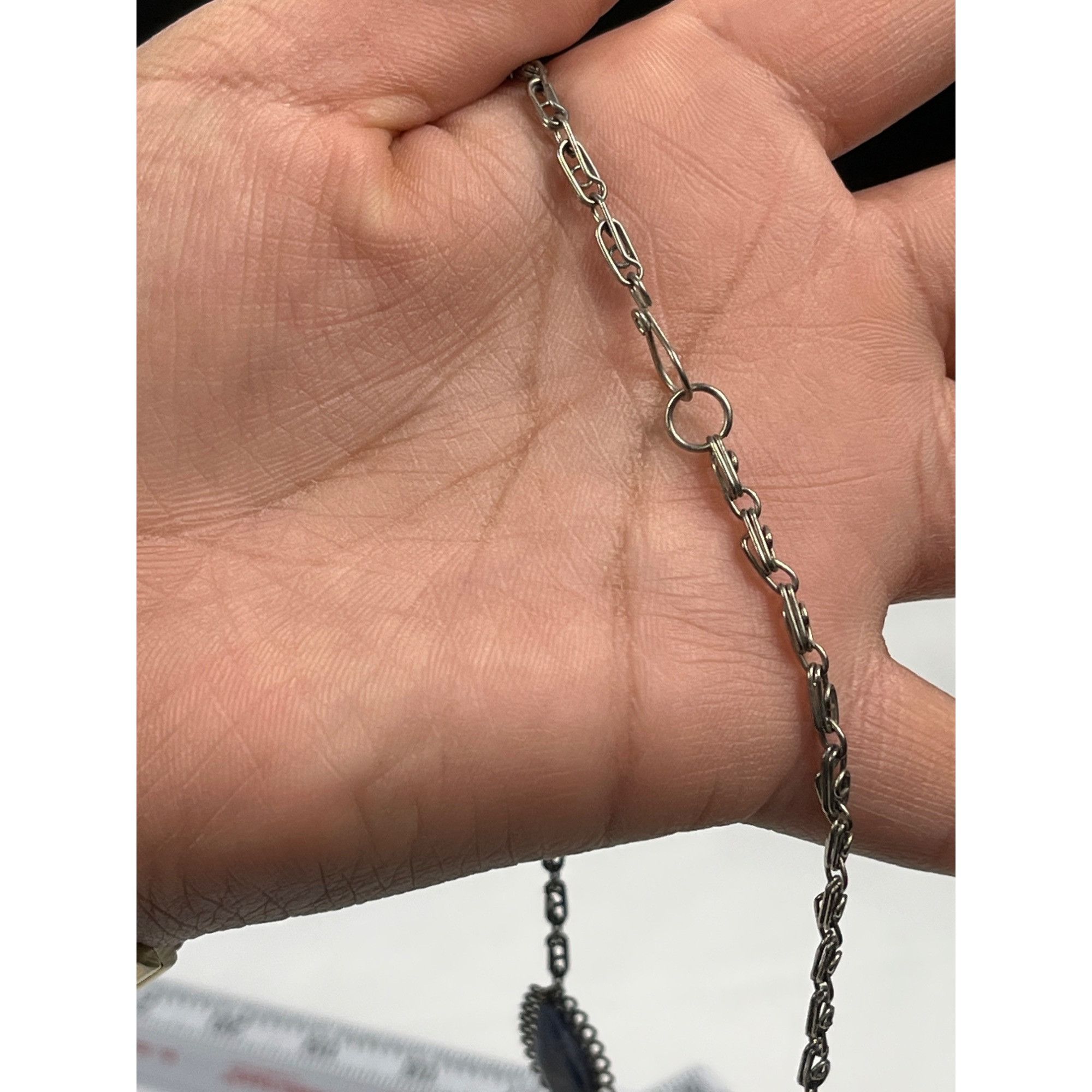 Vintage Vintage SKU 7859 Silver Chain Necklace With Blue Stone Filig Size ONE SIZE - 7 Thumbnail