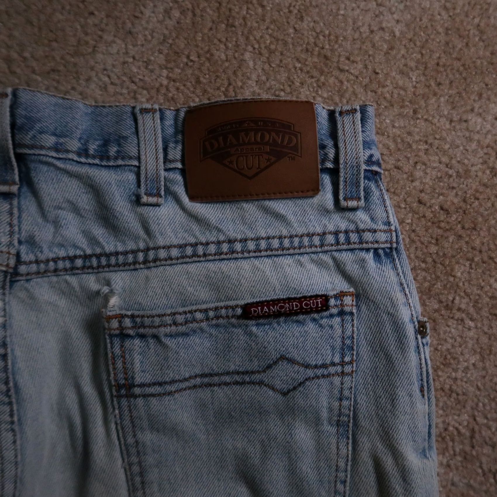Denime VINTAGE Diamond Cut Jeans Men 34x30 Blue Distressed Denim Cowboy Western Jeans Regular 34x30 Mens blue Distressed Size US 34 / EU 50 - 6 Thumbnail
