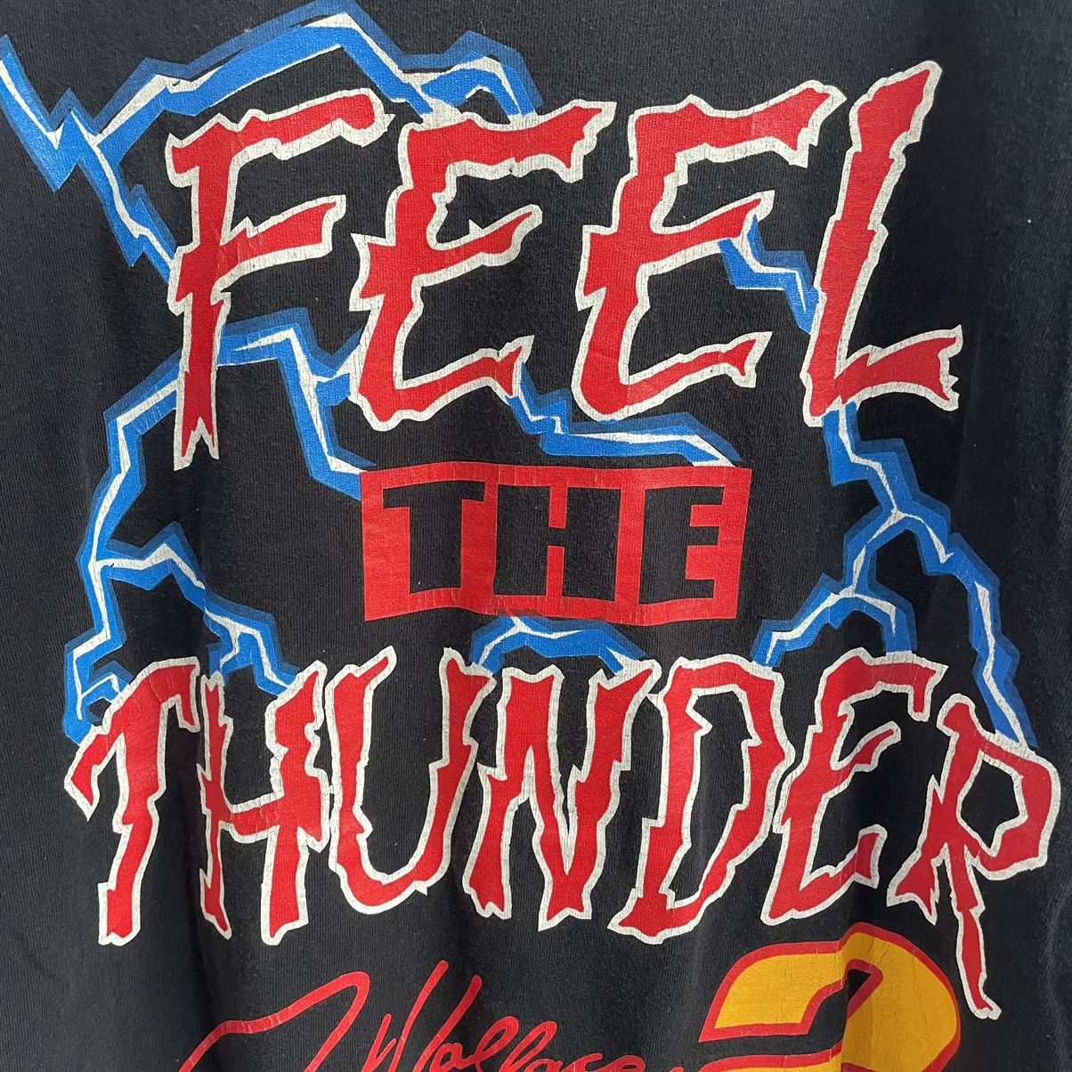 NASCAR × Vintage Vintage 90s Nascar feel the thunder all over print tshirt Size US L / EU 52-54 / 3 - 7 Thumbnail