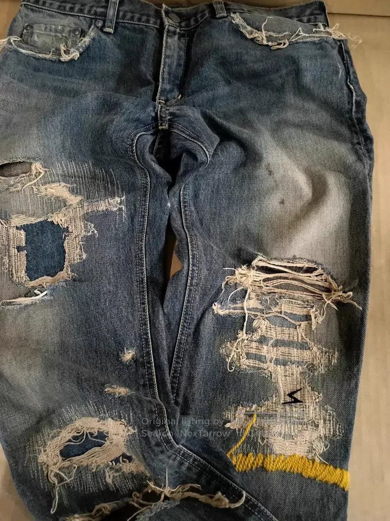 Undercover Undercover size XL Orange line boro denim jeans i Size US 27 - 1 Thumbnail