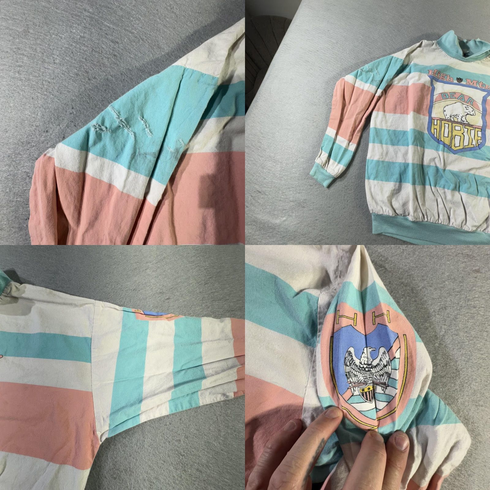Vintage Vintage Hobie Mens T-Shirt 80s Retro Striped Cotton Pullover Crewneck Medium Pastel Bears Size US M / EU 48-50 / 2 - 8 Thumbnail