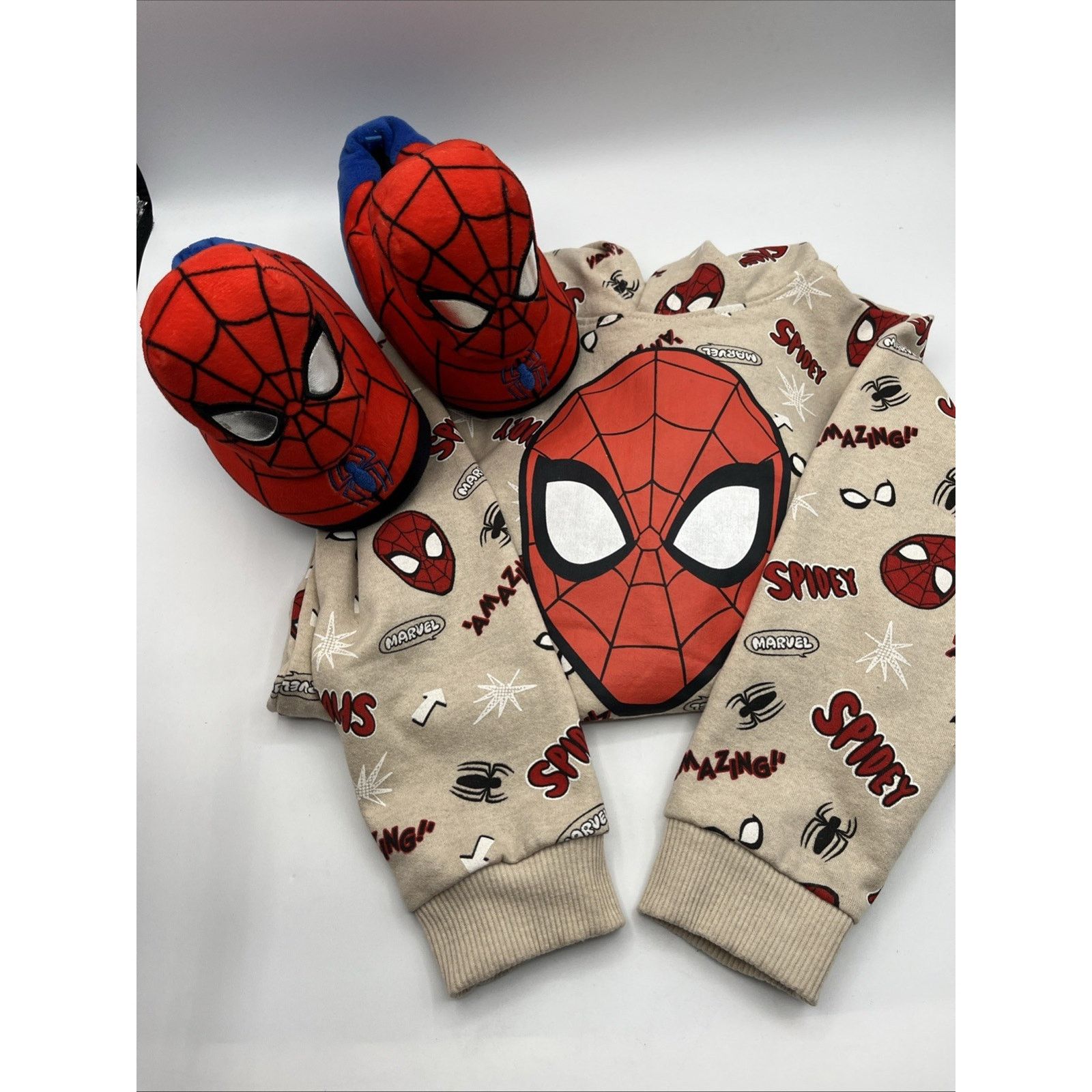 Marvel Comics Marvel Spider-Man Boys Hoodie Size 6 & Spider-Man Slippers Size ONE SIZE - 2 Thumbnail