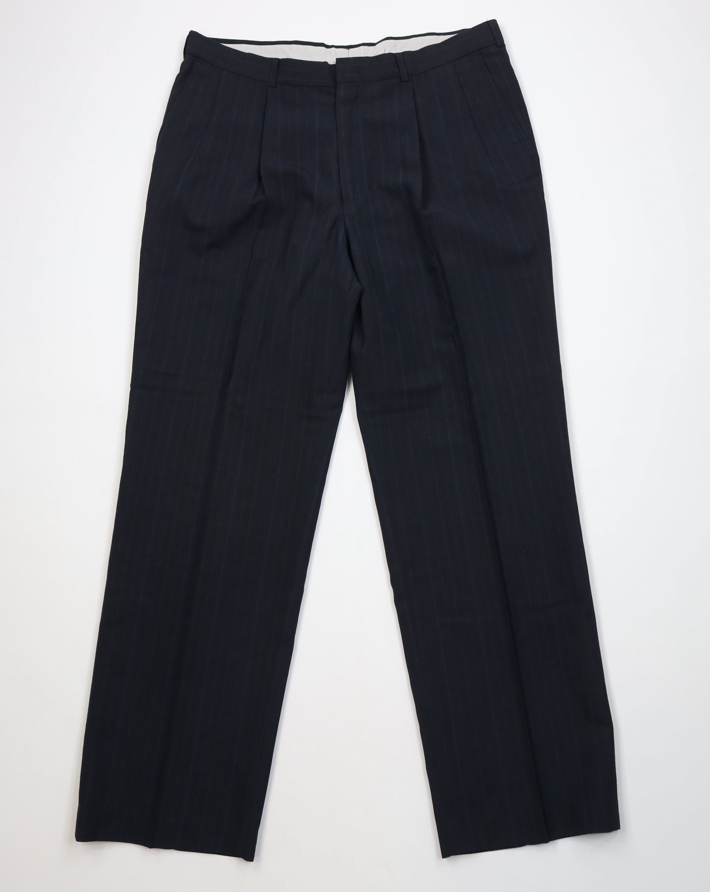 Vintage Vintage 90s Wool Blend Knit Striped Wide Leg Chino Pants USA Size US 36 / EU 52 - 1 Thumbnail