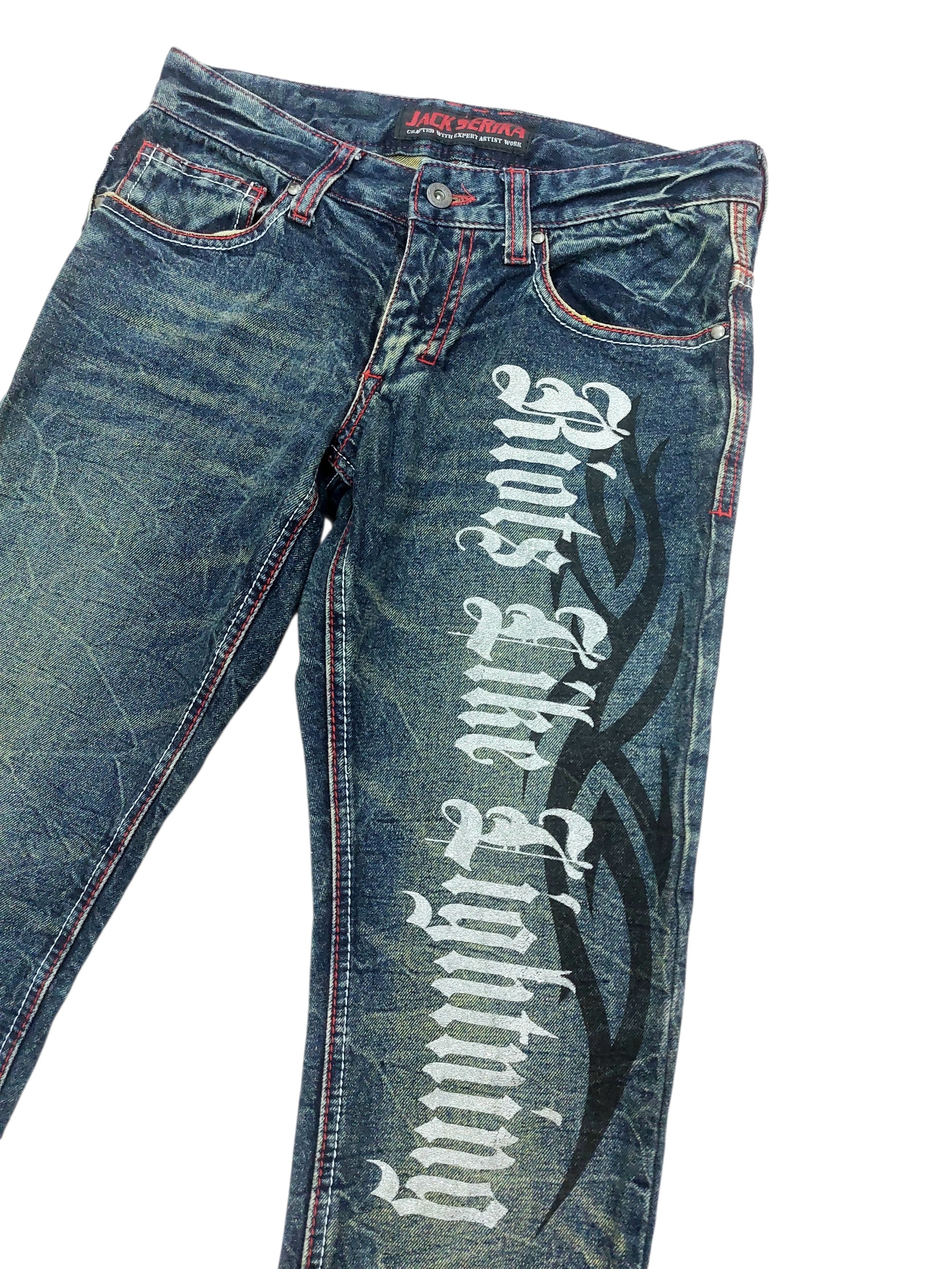 Vintage Jack Serika Japan Riots Like Lightning Tattoes Jeans Size US 30 / EU 46 - 1 Thumbnail