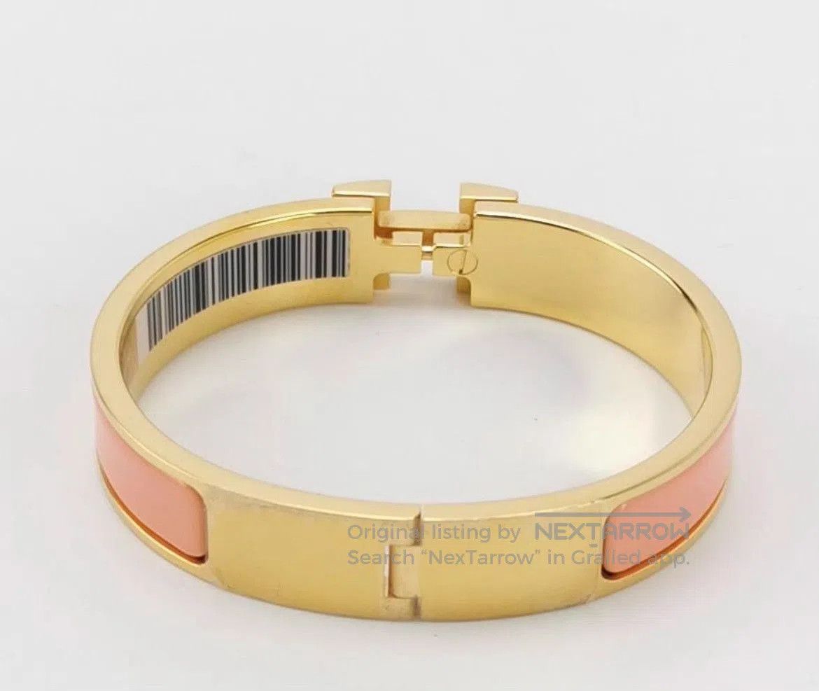 Hermes Hermès Gold Pink H Bracelet PM. Size ONE SIZE - 2 Thumbnail