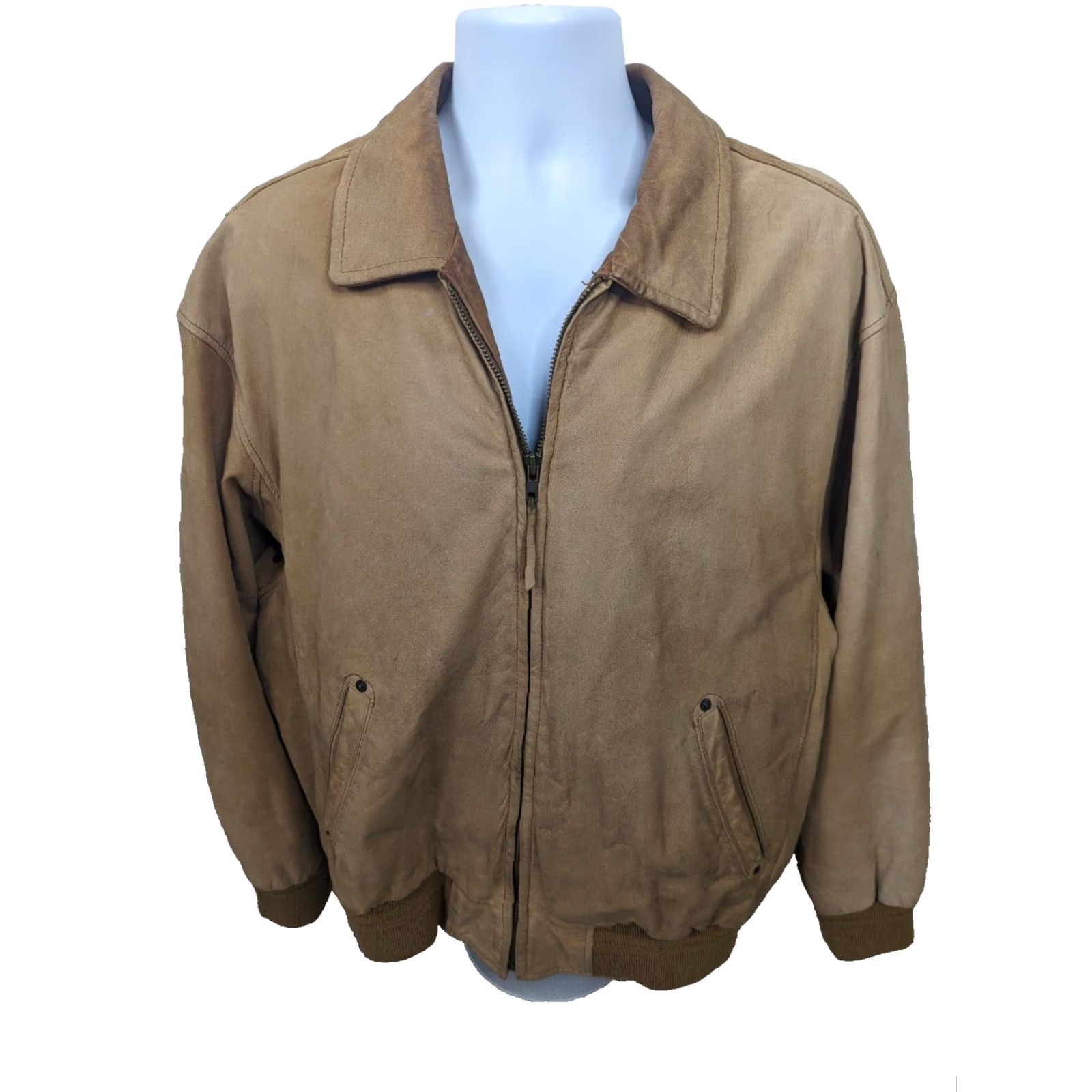 Vintage VINTAGE 90s Mens Large Suede Leather Bomber Jacket Aviator Brown Flight Biker Jacket Size US L / EU 52-54 / 3 - 2 Thumbnail