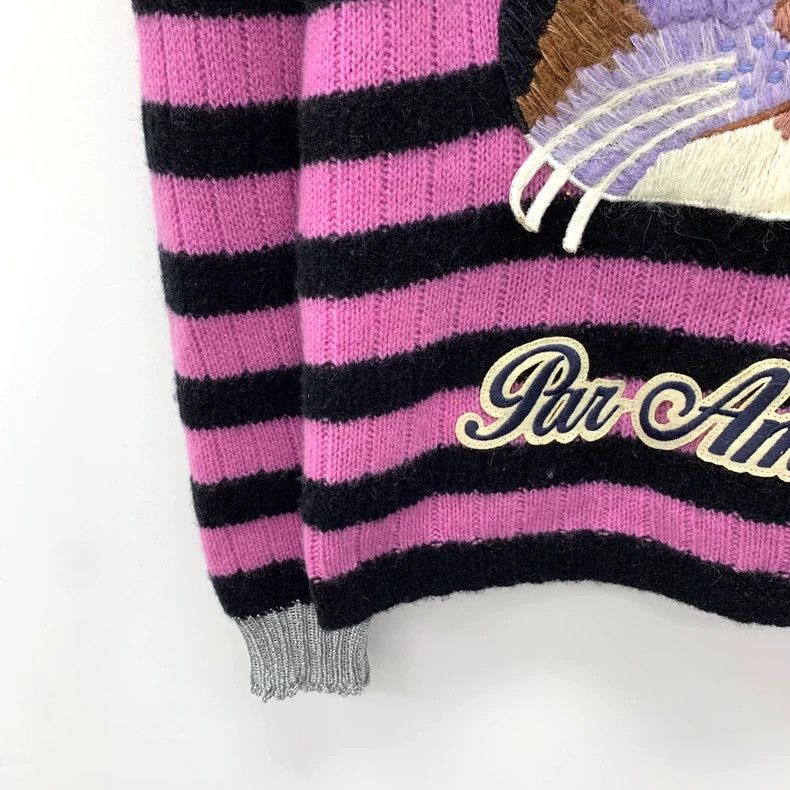 Gucci Gucci Color-blocked striped cat inlaid cashmere round-neck Size US XS / EU 42 / 0 - 4 Thumbnail