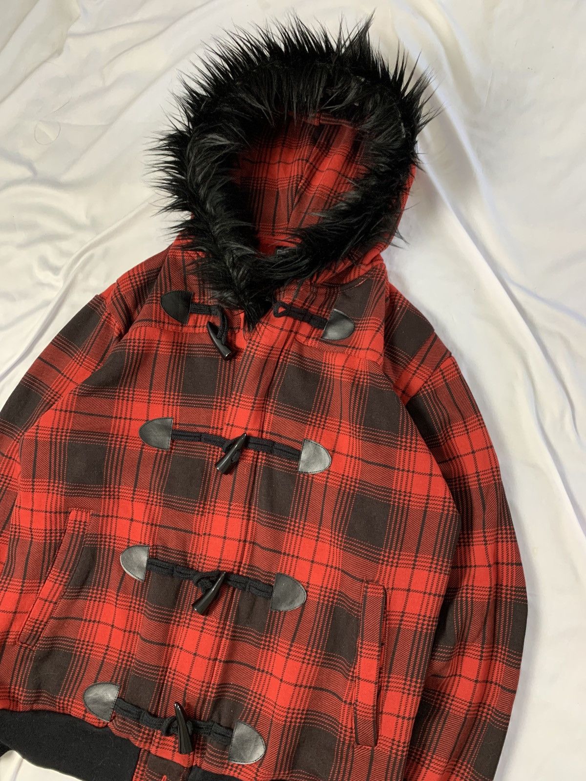 Le Grande Bleu (L.G.B.) Fur hoodie japanese style tartan vkei unfefined ifsx Size US L / EU 52-54 / 3 - 3 Thumbnail