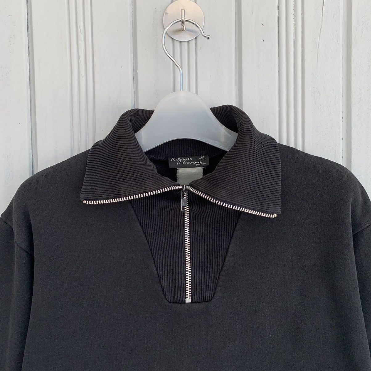 agnes b. Agnes B Half Zip Ribbed Collar Sweatshirt Size S / US 4 / IT 40 - 2 Thumbnail