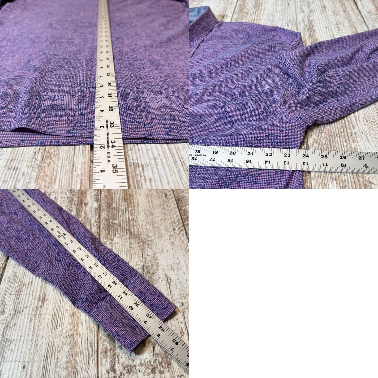 Vintage Flexion Shirt Mens XL Long Sleeve Button Up Purple Geometric Design 7496 Size US XL / EU 56 / 4 - 8 Thumbnail
