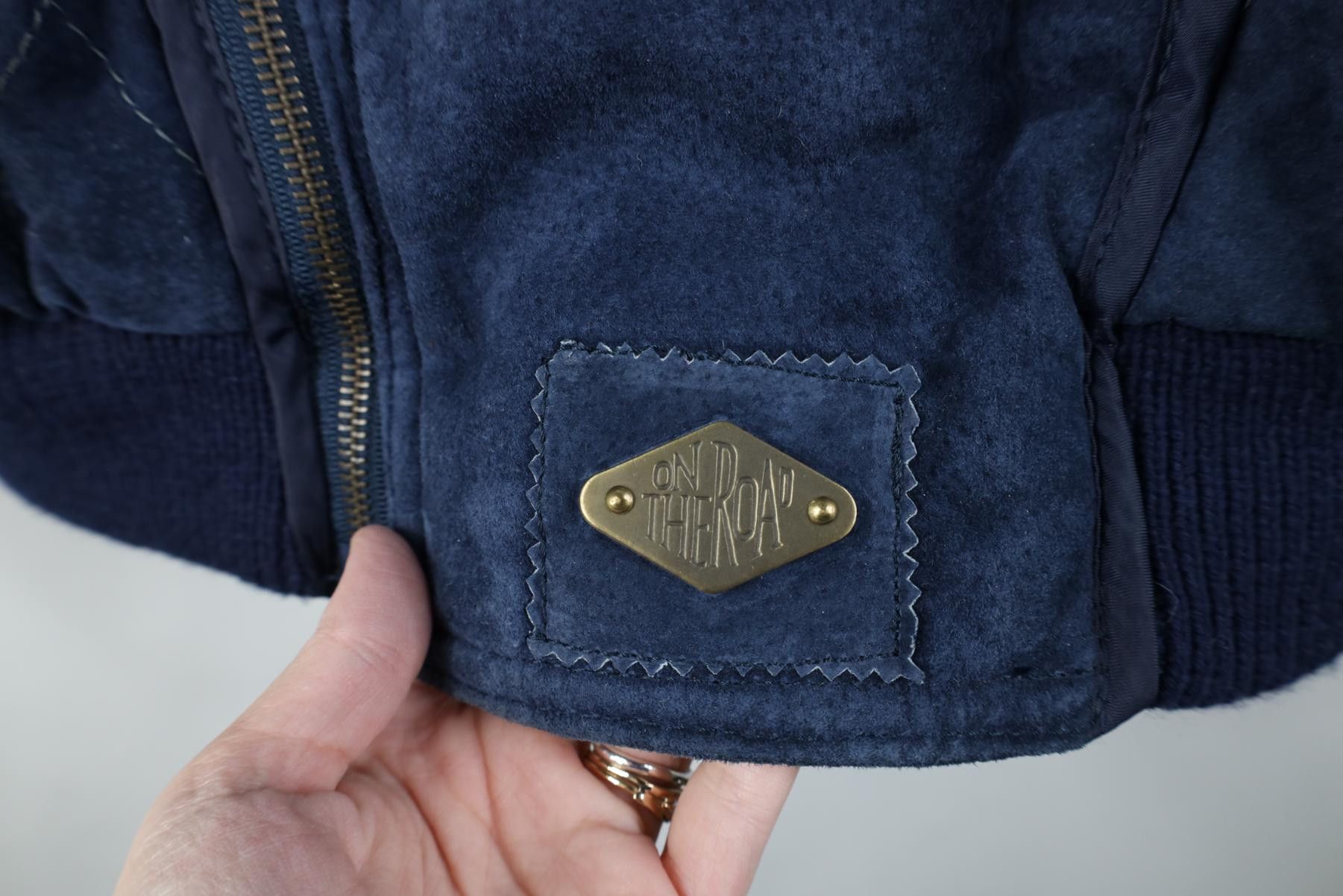 Vintage Deadstock Vintage 90s Streetwear Leather Sweater Jacket Blue Size US S / EU 44-46 / 1 - 11 Thumbnail