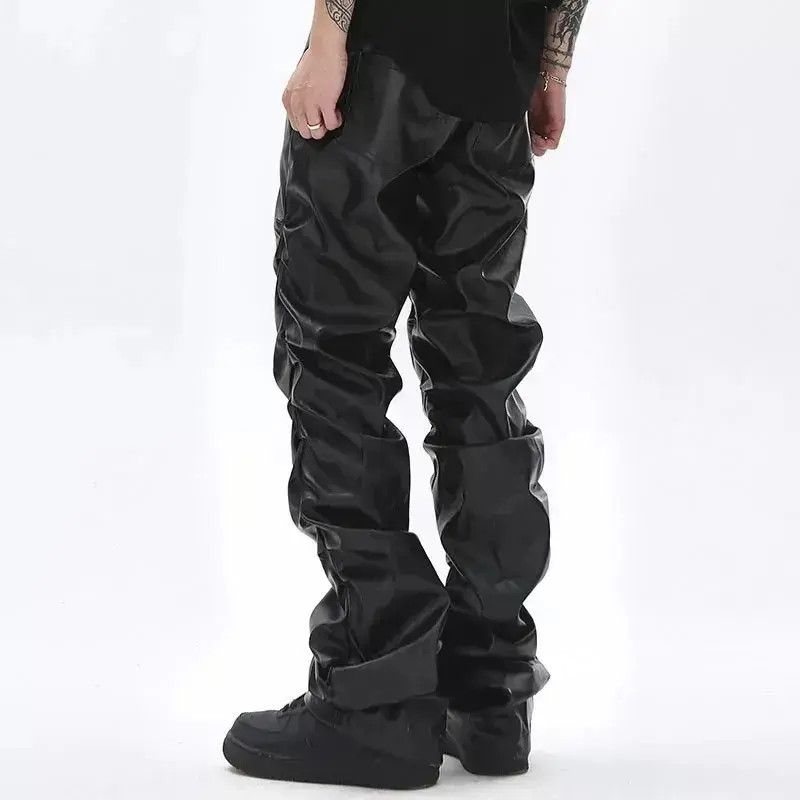 Japanese Brand × Leather Loose Ruched Casual Pu Leather Pants Streetwear Punk Rock Size US 32 / EU 48 - 6 Thumbnail