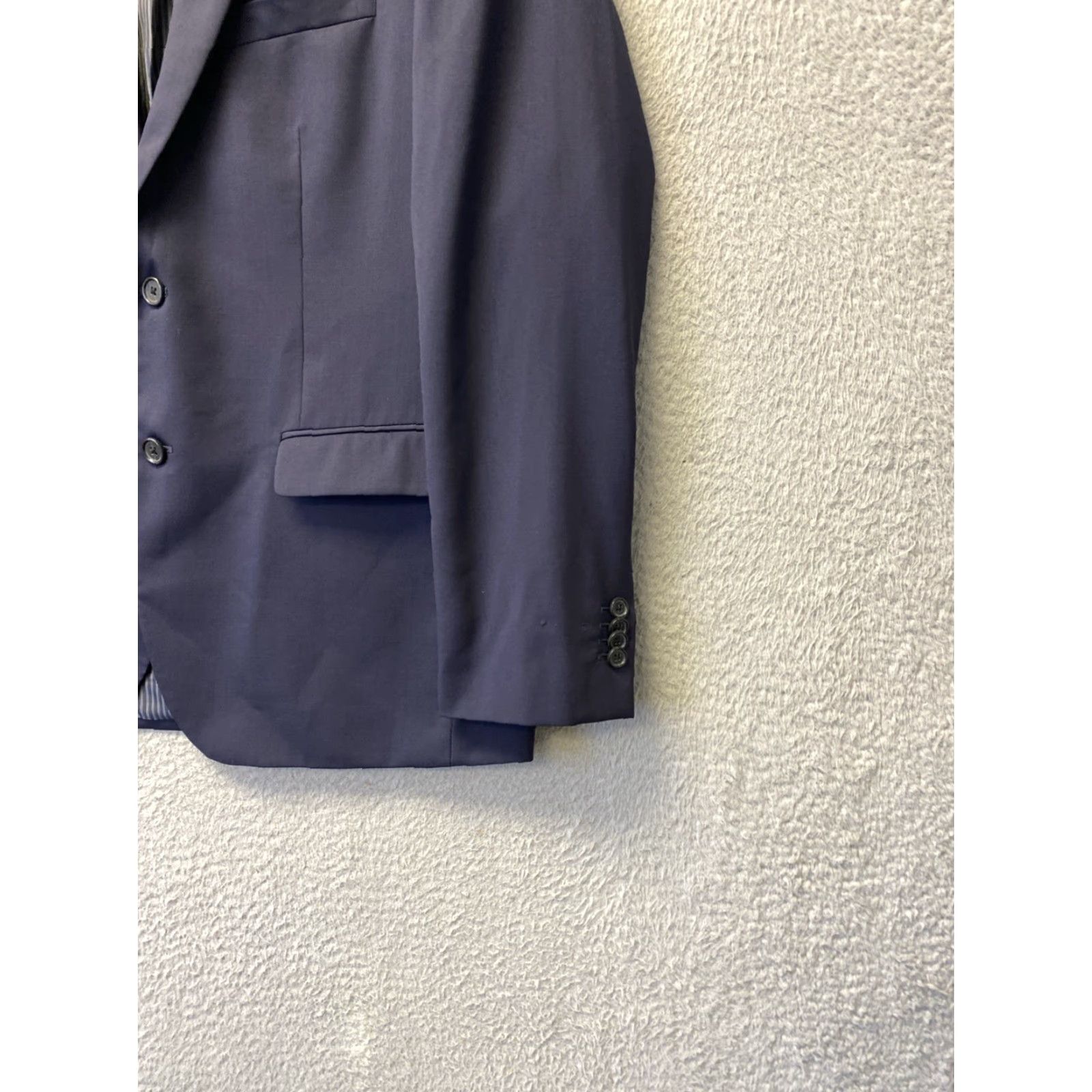 Banana Republic Banana Republic Blazer Men 42S Navy Blue Wool Slim Notch Lapel Four-Button Sleeve Inner Pockets Dry Clean Only Size 42R - 2 Thumbnail