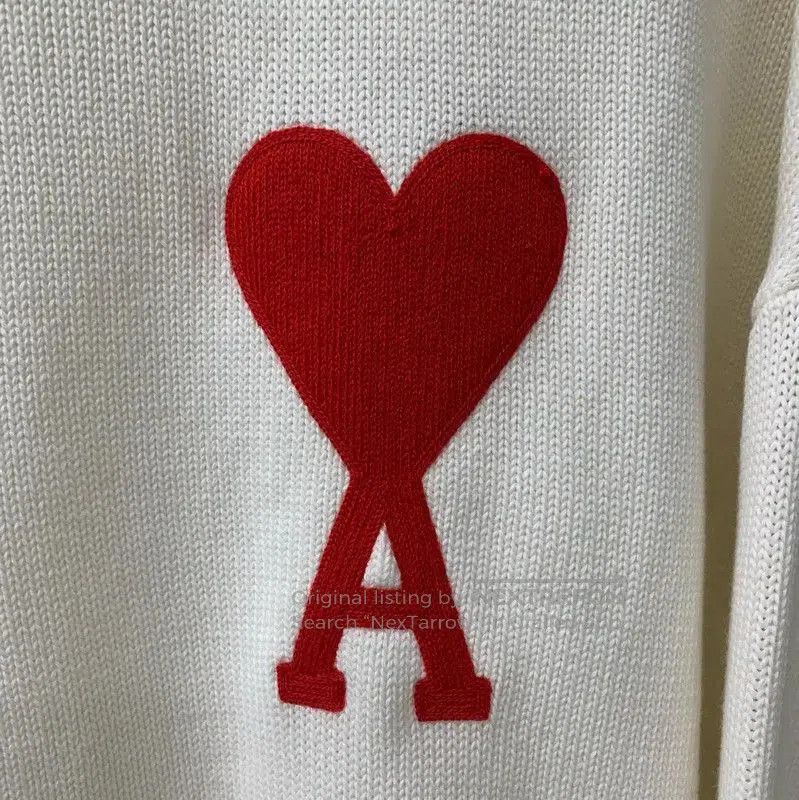 AMI AMI White Pullover Sweater with Heart Logo . Size XS / US 0-2 / IT 36-38 - 4 Thumbnail