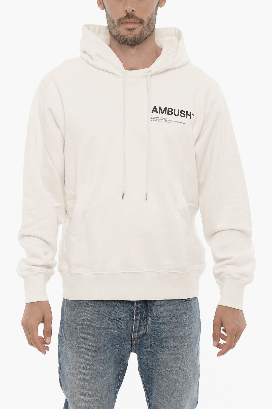 og1mm0925 Solid Color Hoodie in White