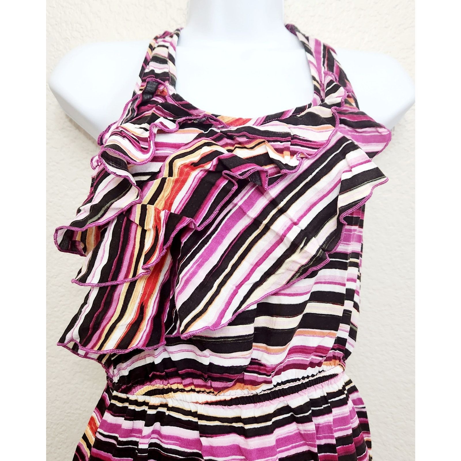 Other Self Esteem Purple Black White Striped Mini Dress Medium Size M / US 6-8 / IT 42-44 - 2 Thumbnail