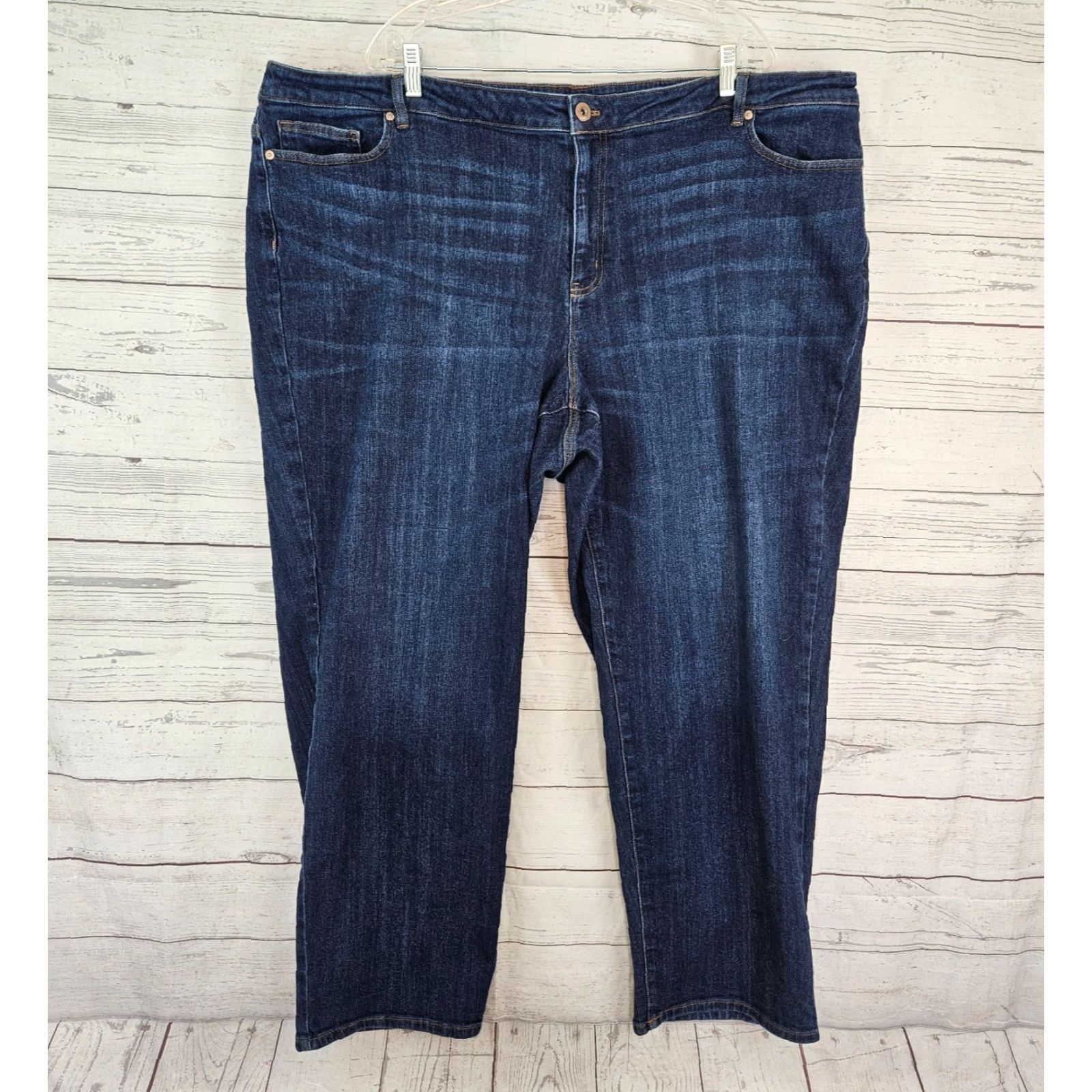 J. Jill J. Jill Womens Relaxed Boyfriend Jeans Sz 28 Blue Medium Wash High Rise Denim Cotton Blend Stretch Inseam 30" N/A Size 28" / US 6 / IT 42 - 2 Thumbnail