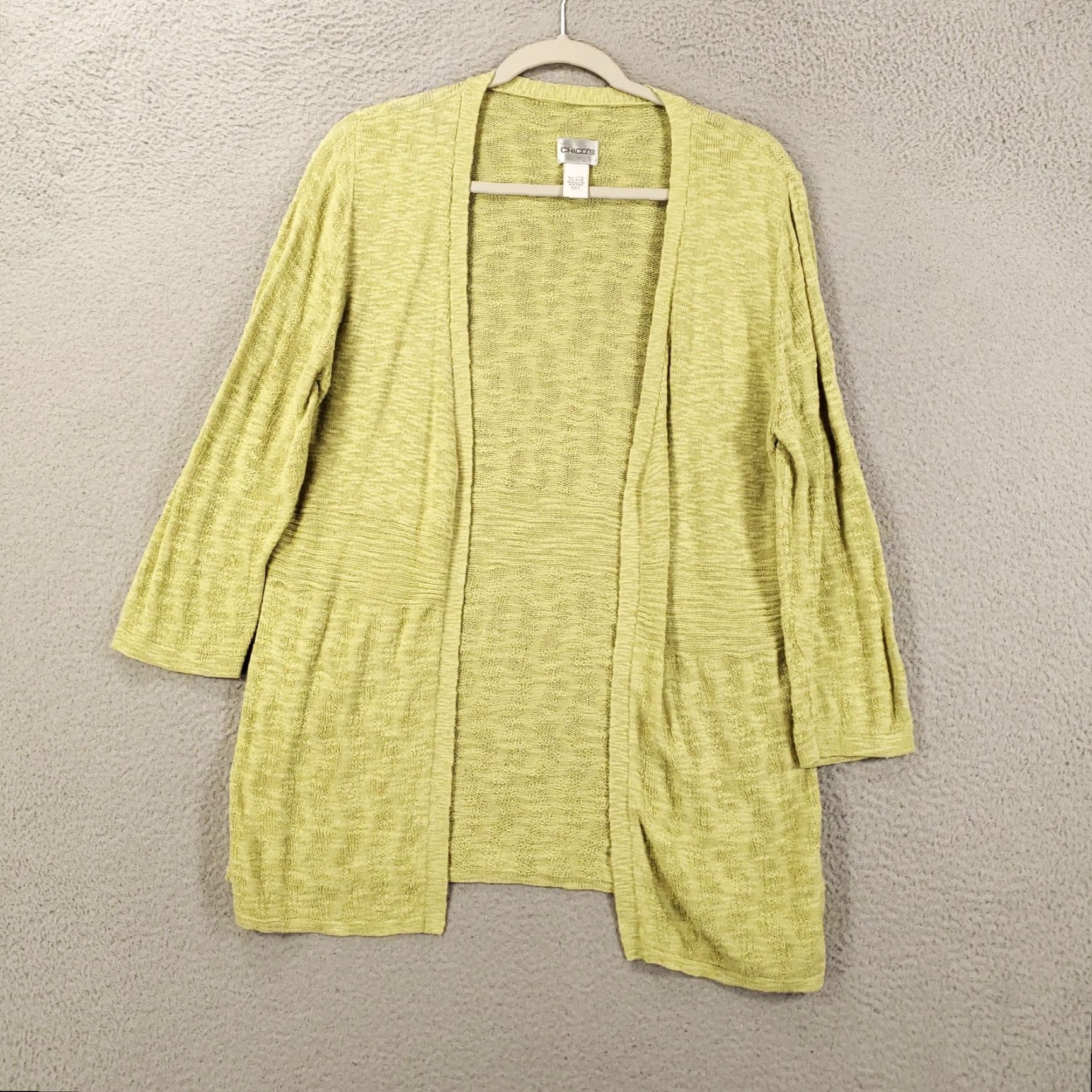 Vintage VINTAGE Chicos Cardigan Womens L Green Yellow Open Knit Front Lightweight Coverup Size L / US 10 / IT 46 - 2 Thumbnail