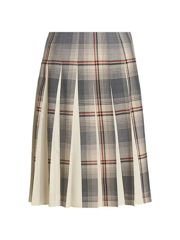 Marni o1w1db11125 Plaid Pleated Skirt in Grey Size 28" / US 6 / IT 42 - 1 Thumbnail