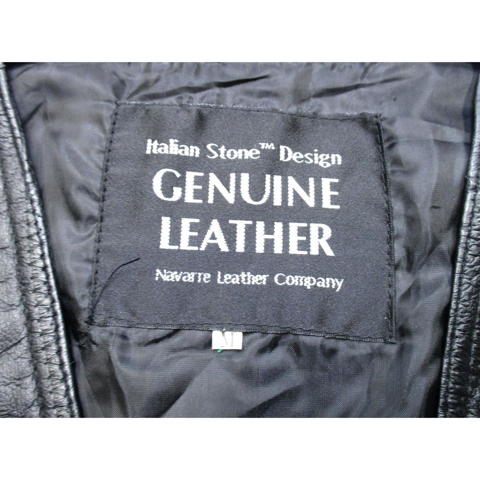 Vintage Italian Stone Design Leather Vest Mens Medium Black Biker Genuine Patchwork Size US M / EU 48-50 / 2 - 2 Thumbnail