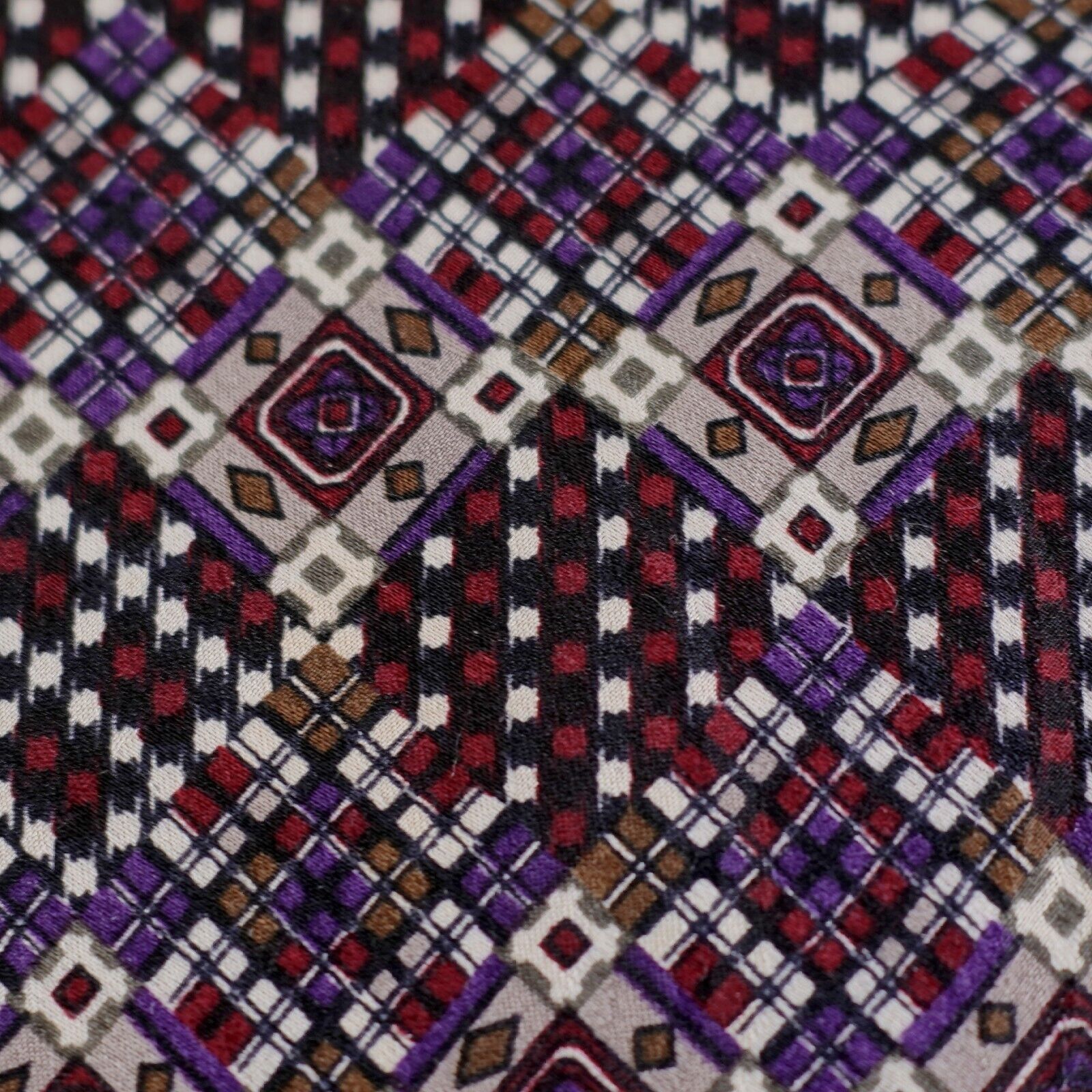 Vintage Chez Roffe New York Red Beige Abstract Geometric Print Wide Size ONE SIZE - 2 Thumbnail