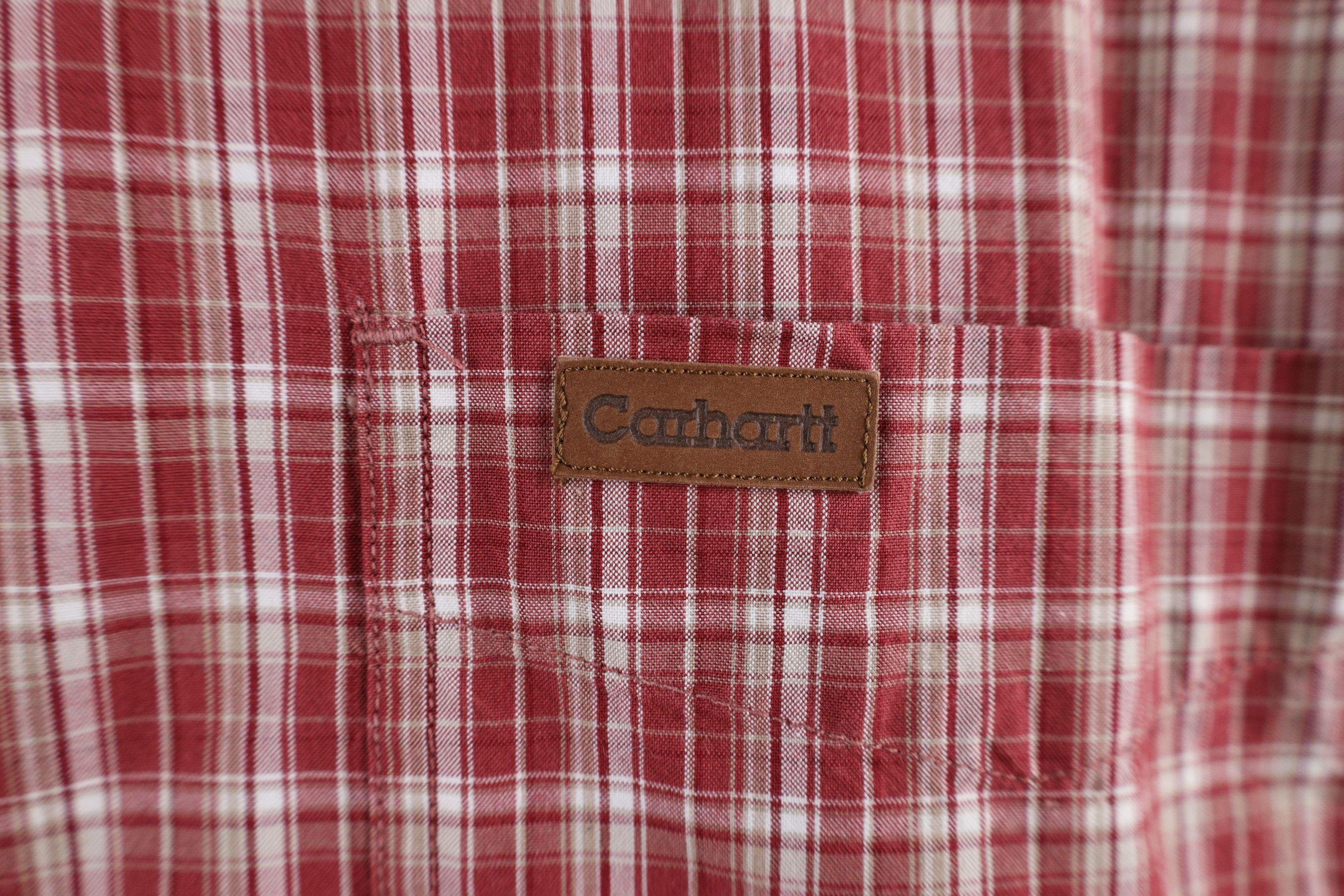 Carhartt × Vintage Vintage Carhartt Out Short Sleeve Button Down Shirt Red Size US XXL / EU 58 / 5 - 4 Thumbnail