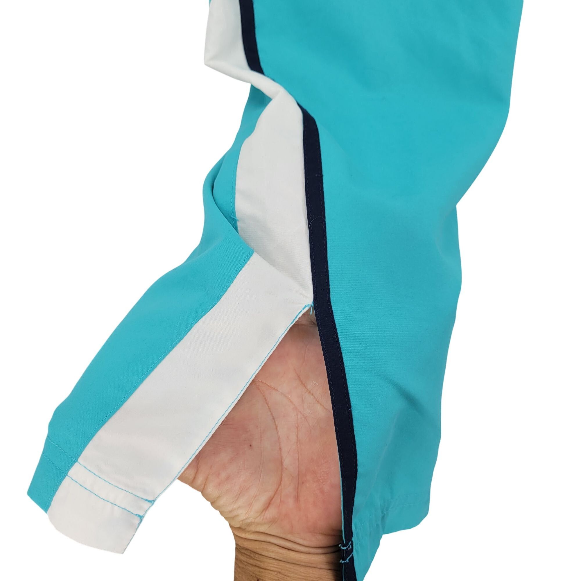 Vintage Vtg 80s Turquoise Track Pants L High Rise Drawstring Elastic Size 31" - 6 Thumbnail