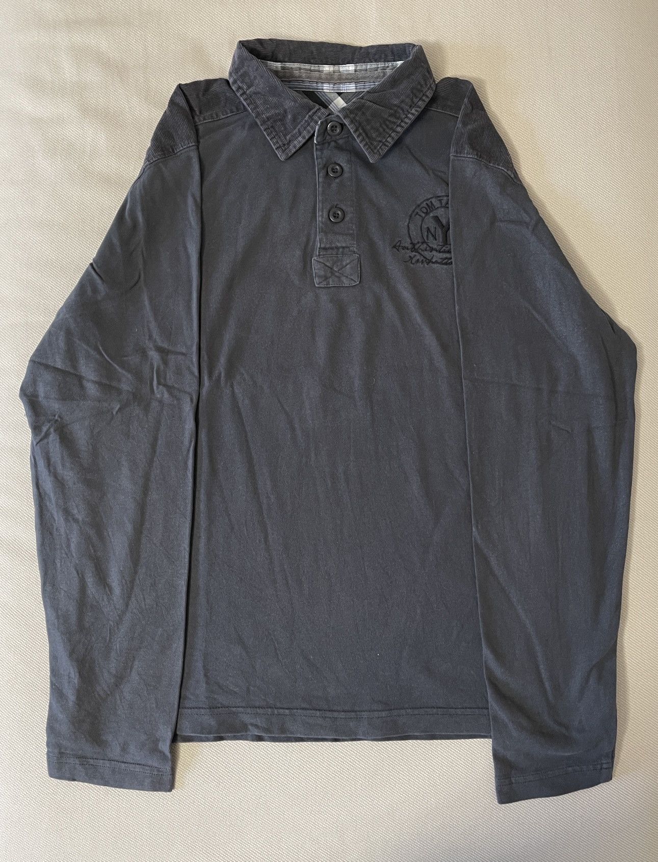 Tom Tailor Vintage Tom Tailor Longsleeve Polo Shirt in Grey Size US M / EU 48-50 / 2 - 5 Thumbnail