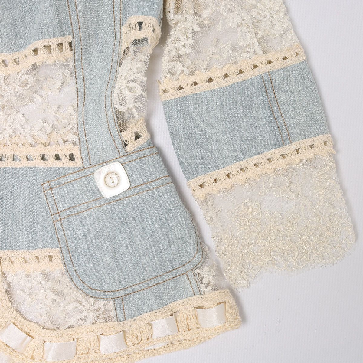 Dior Christian Dior by Galliano 2005 Lace Crochet Jacket Denim Size S / US 4 / IT 40 - 12 Thumbnail