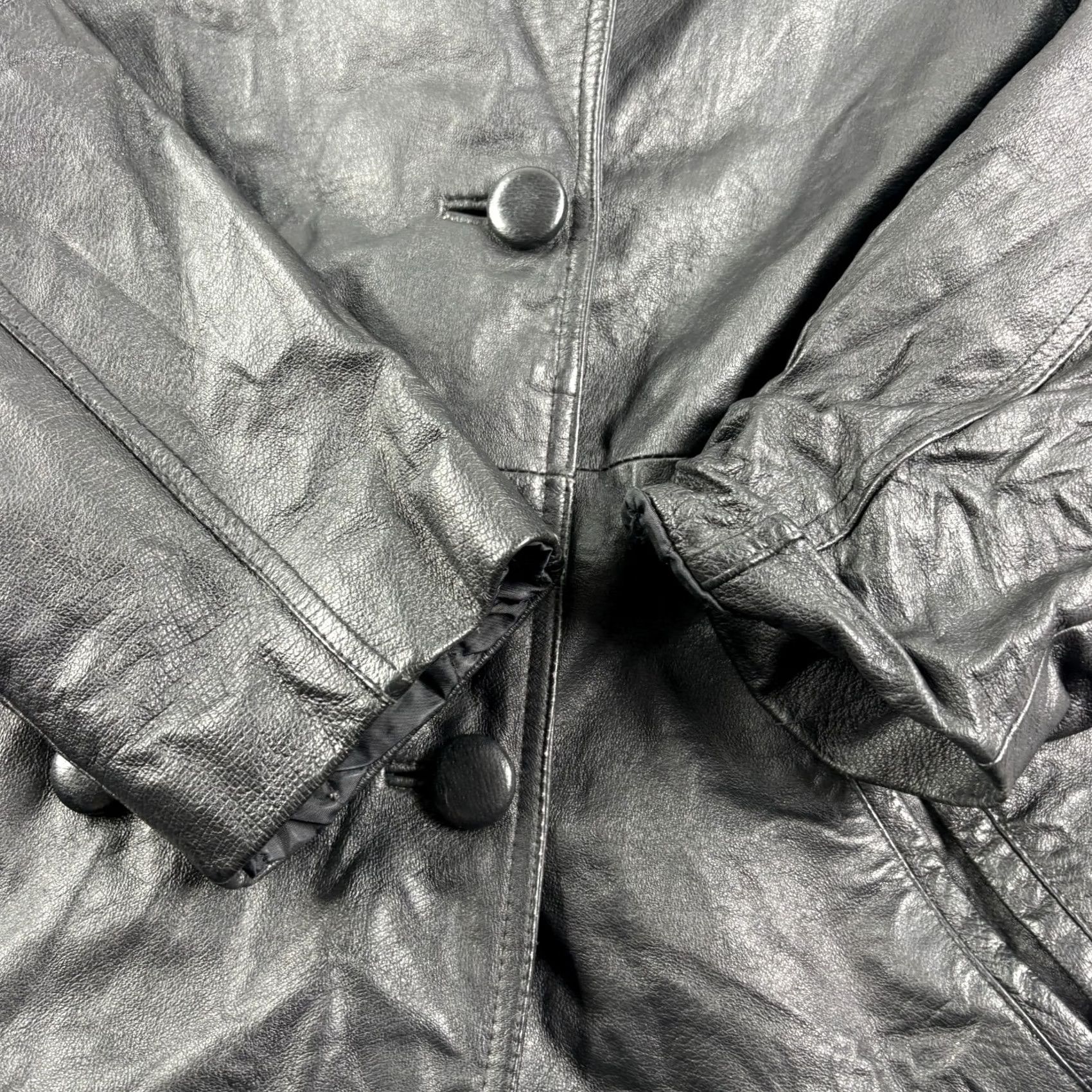 Vintage Outbrook Leather Jacket Womens Large Black Pockets Coat Size L / US 10 / IT 46 - 2 Thumbnail