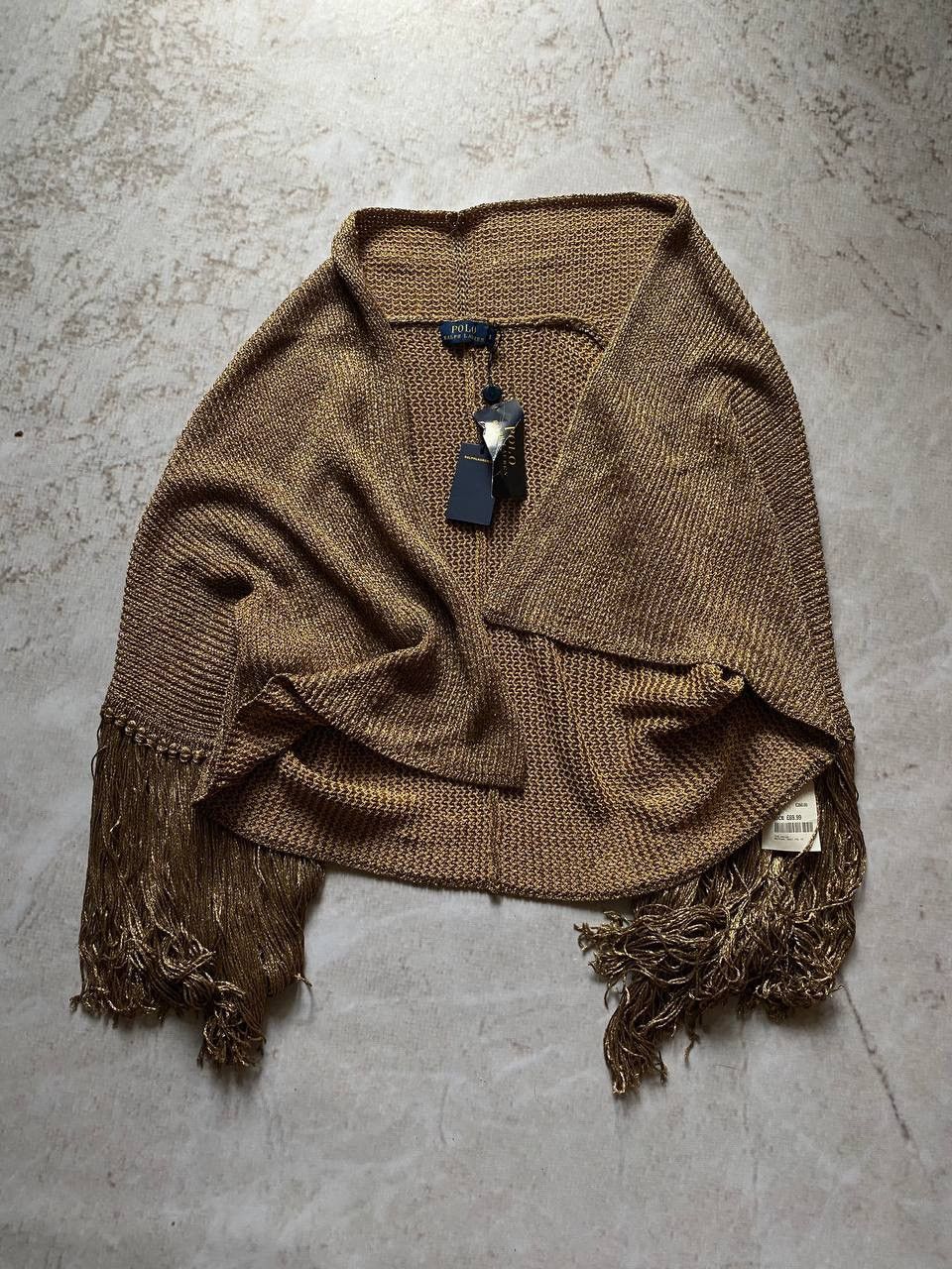 Polo Ralph Lauren × Vintage NEW Polo Ralph Lauren LS Fringe Cardigan Gold Size S / US 4 / IT 40 - 1 Thumbnail