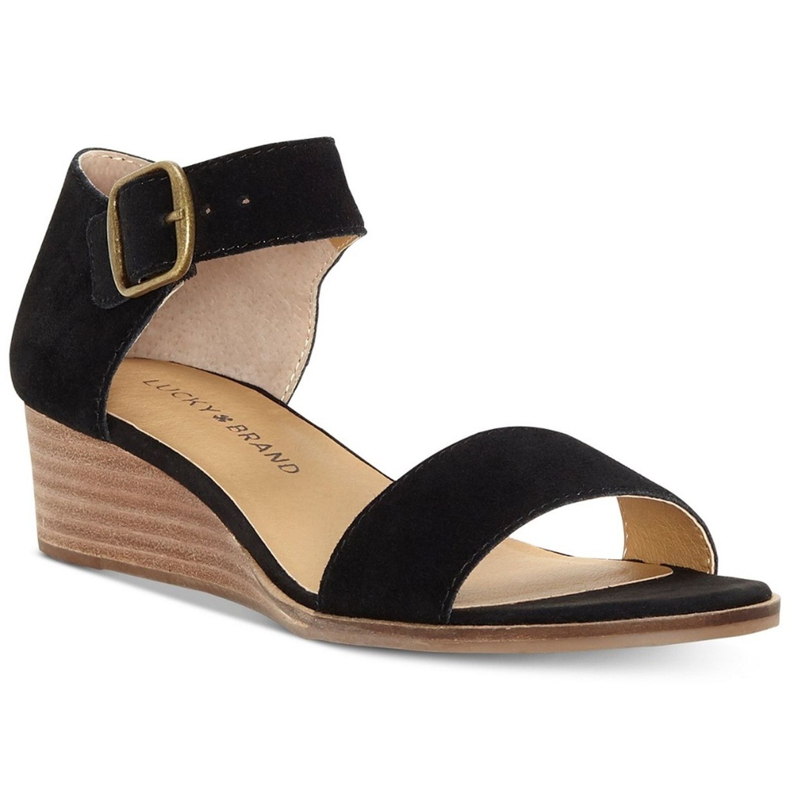 Lucky Brand Lucky Brand Black Riamsee Wedge Sandals Size US 7 / IT 37 - 7 Thumbnail