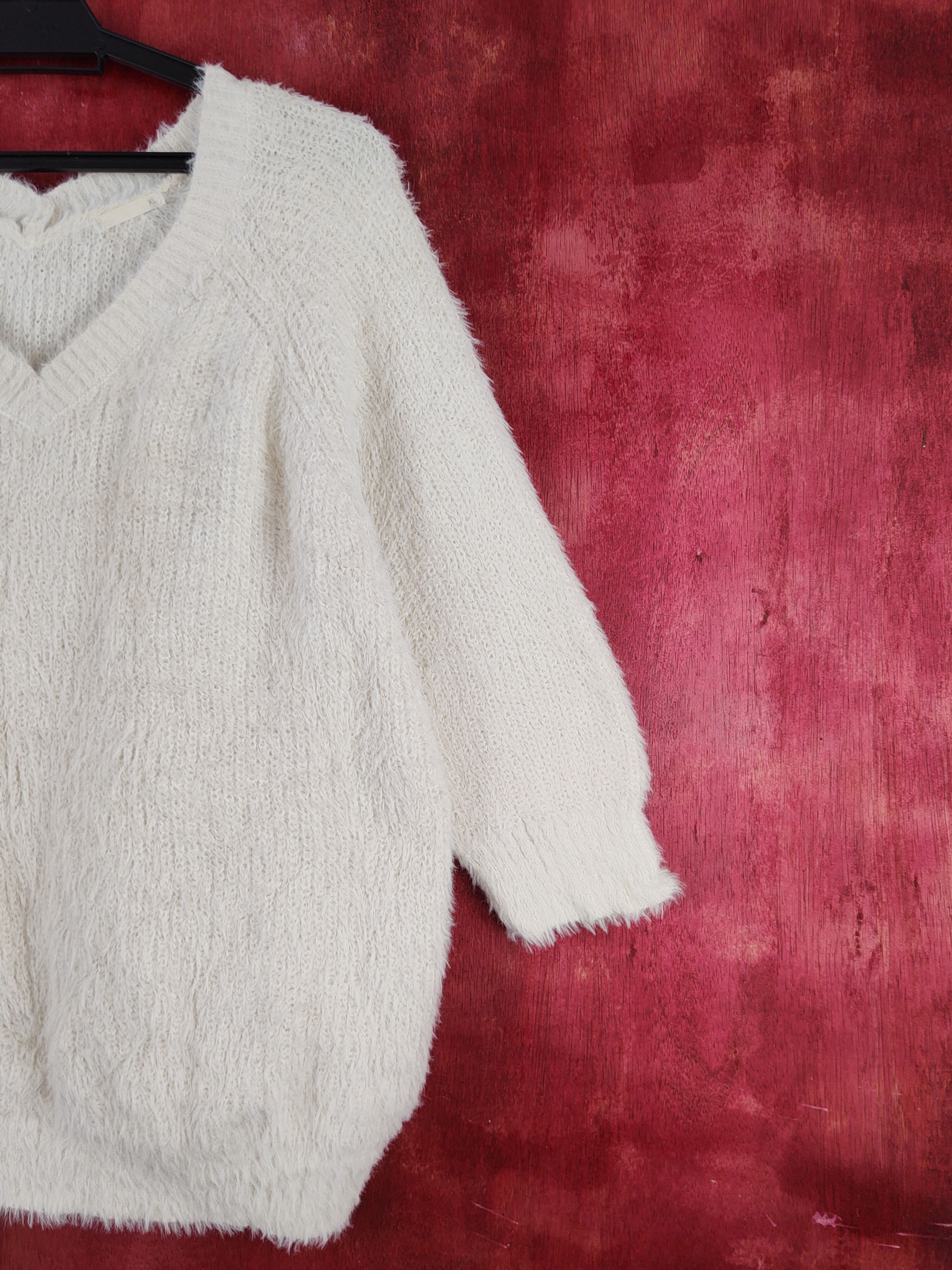 GU GU Ivory Shag Shaggy Fur Mohair Knitwear #S2003 Size L / US 10 / IT 46 - 5 Thumbnail