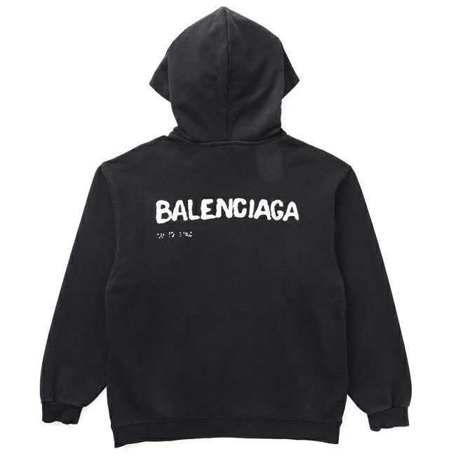 Balenciaga o1bcso1str0426 Hand Drawn Balenciaga Back Hoodie in Black Size US XXS / EU 40 - 2 Thumbnail