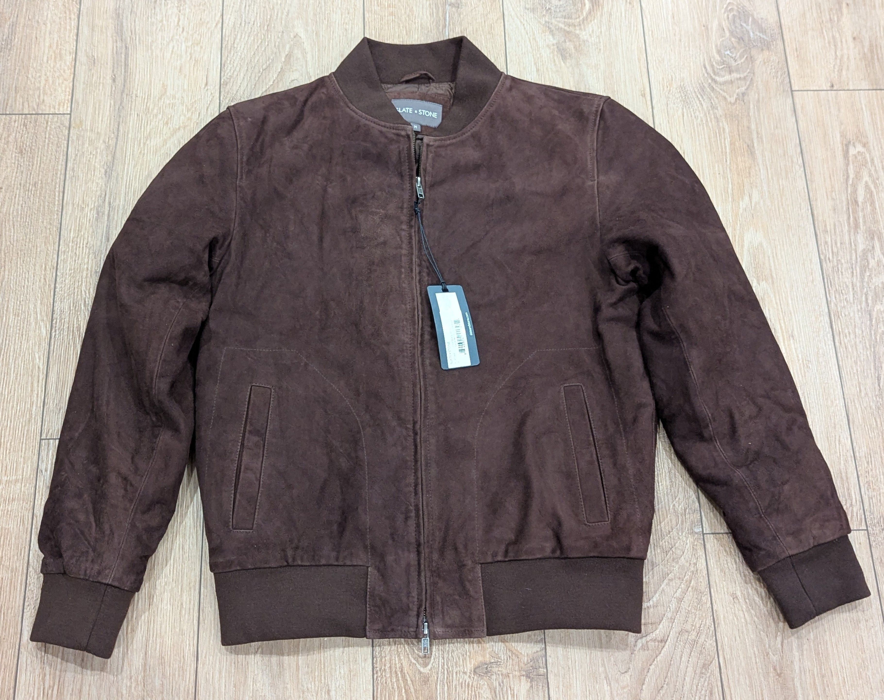 Slate & Stone Slate & Stone Suede Bomber Jacket Chocolate Brown XL Size US XL / EU 56 / 4 - 1 Thumbnail
